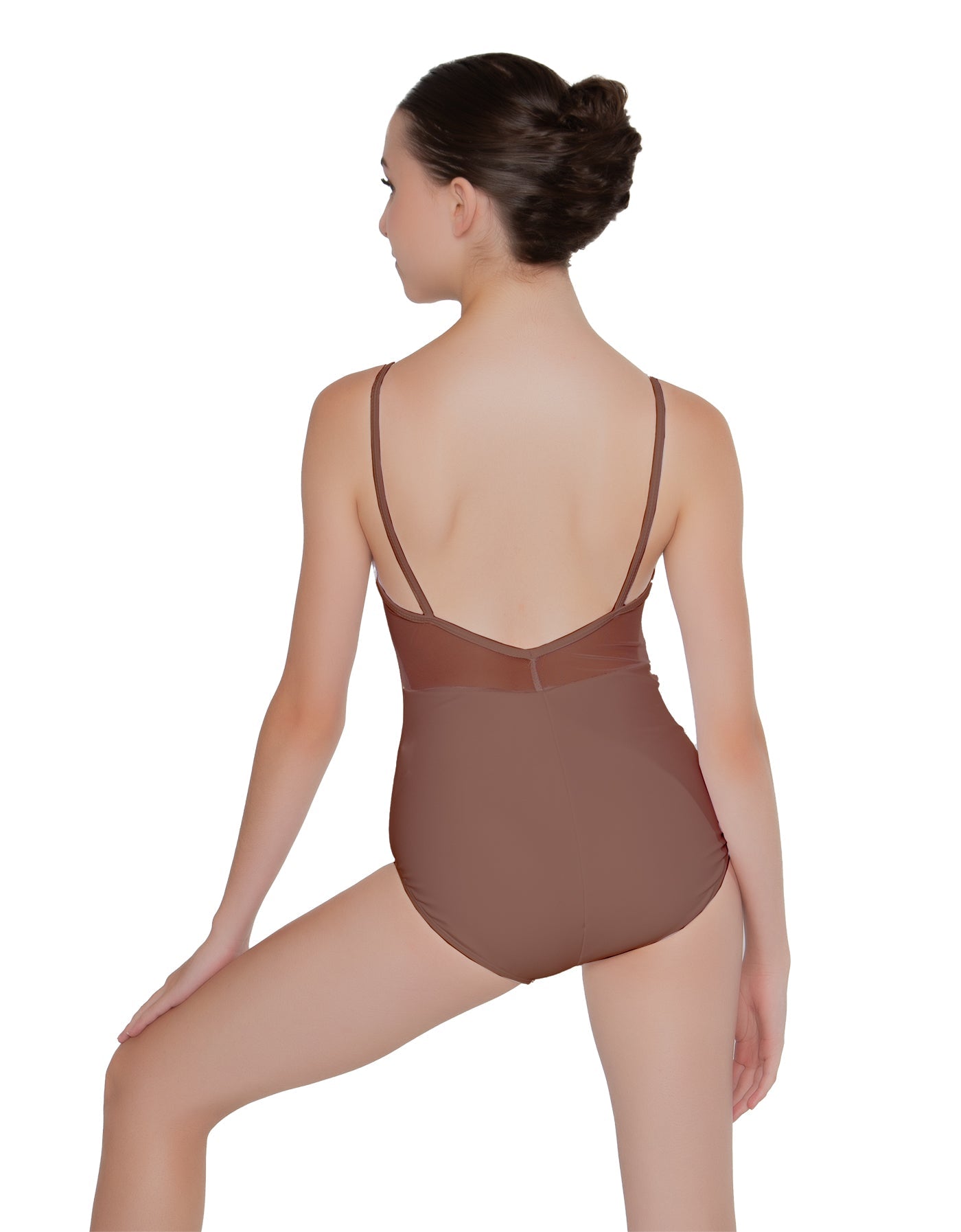 Solid Lycra Cami Leotard Low Mesh Back