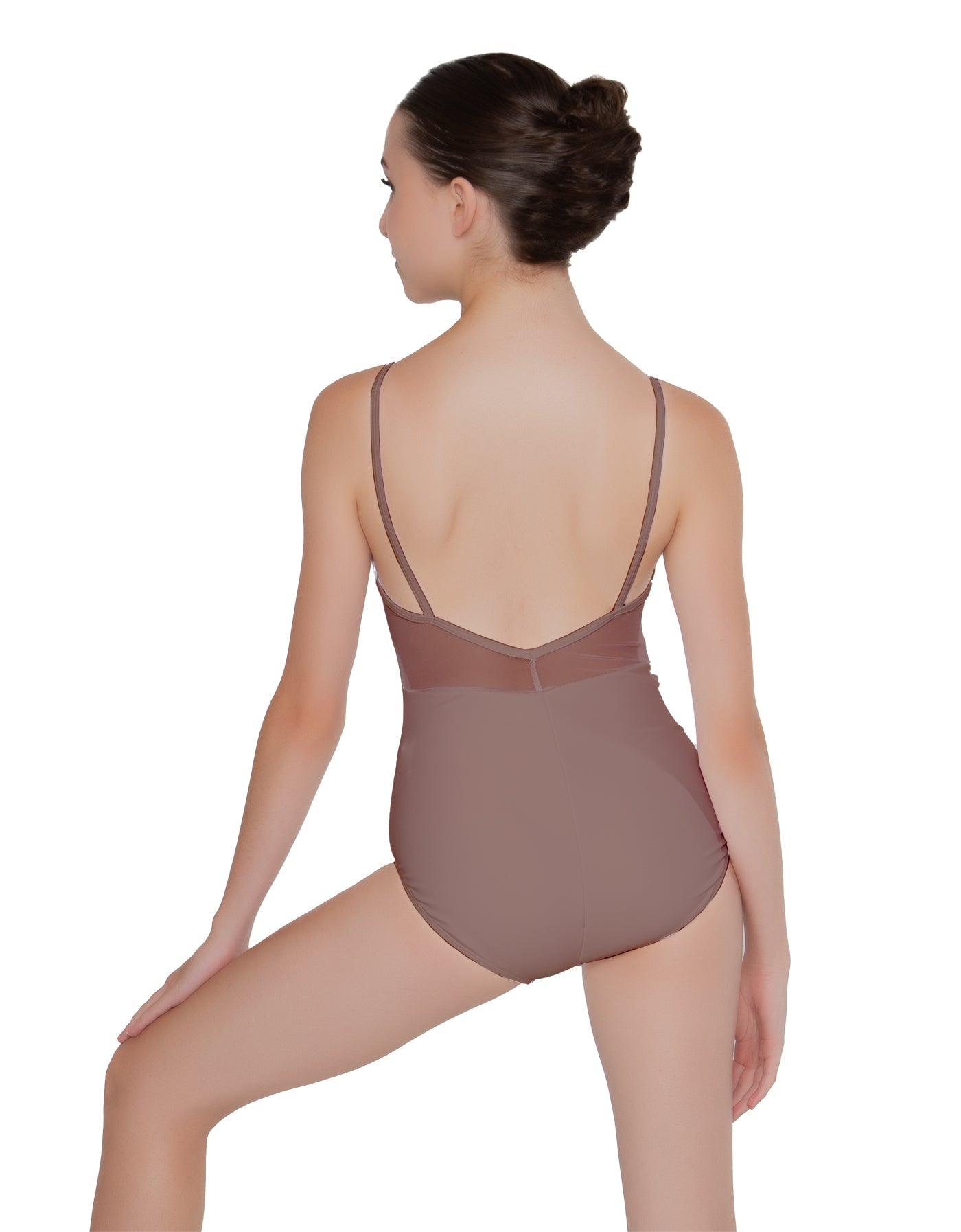 Solid Lycra Cami Leotard Low Mesh Back