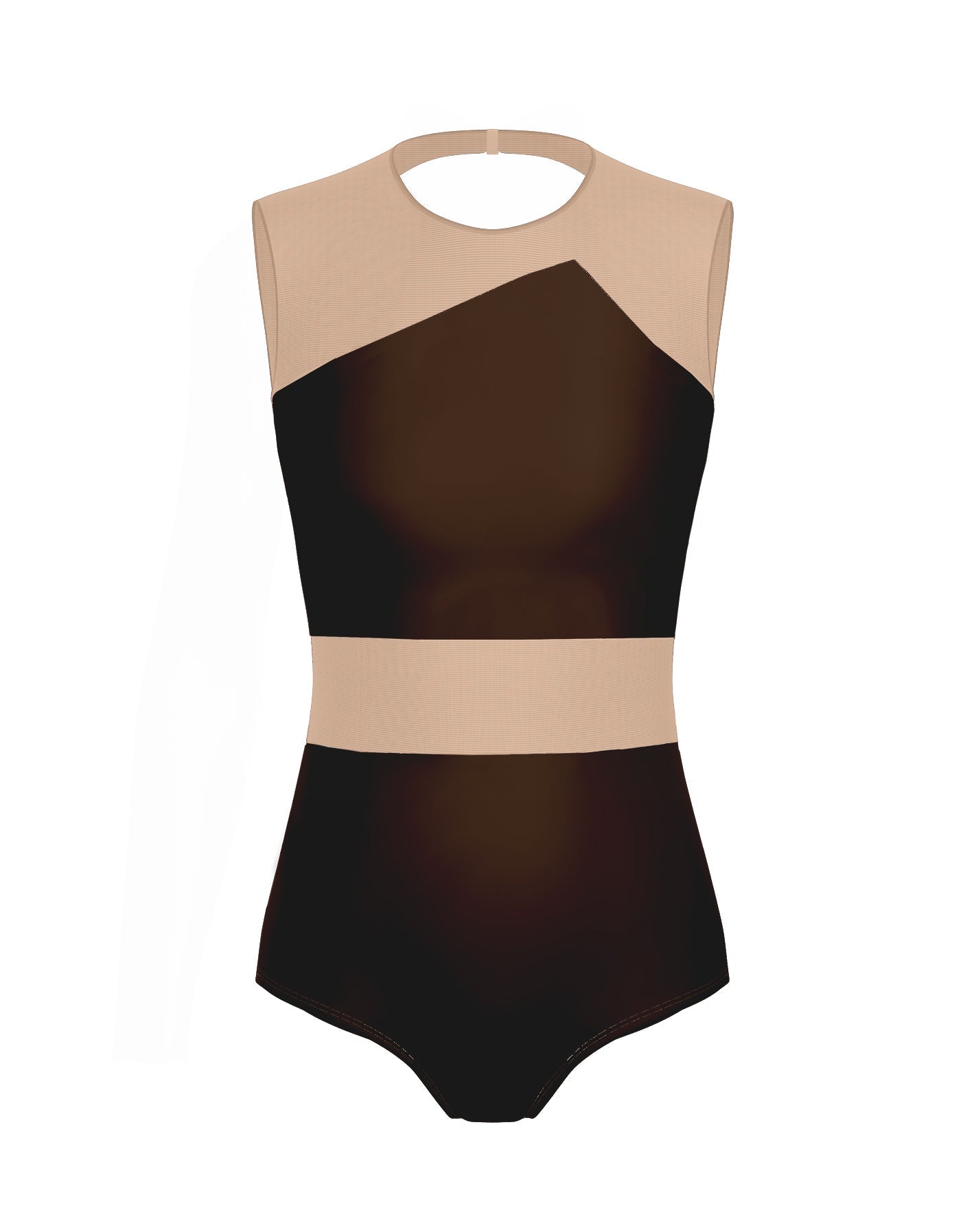 Solid Lycra Defined Leotard Nude Mesh