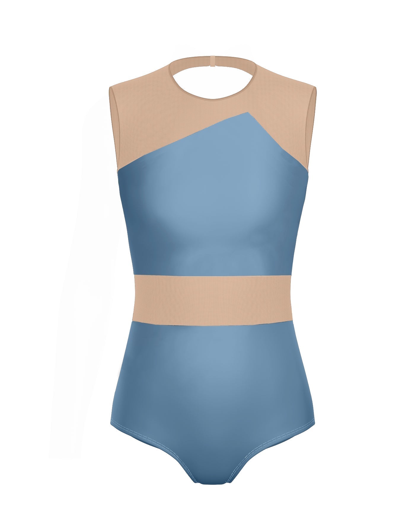 Solid Lycra Defined Leotard Nude Mesh