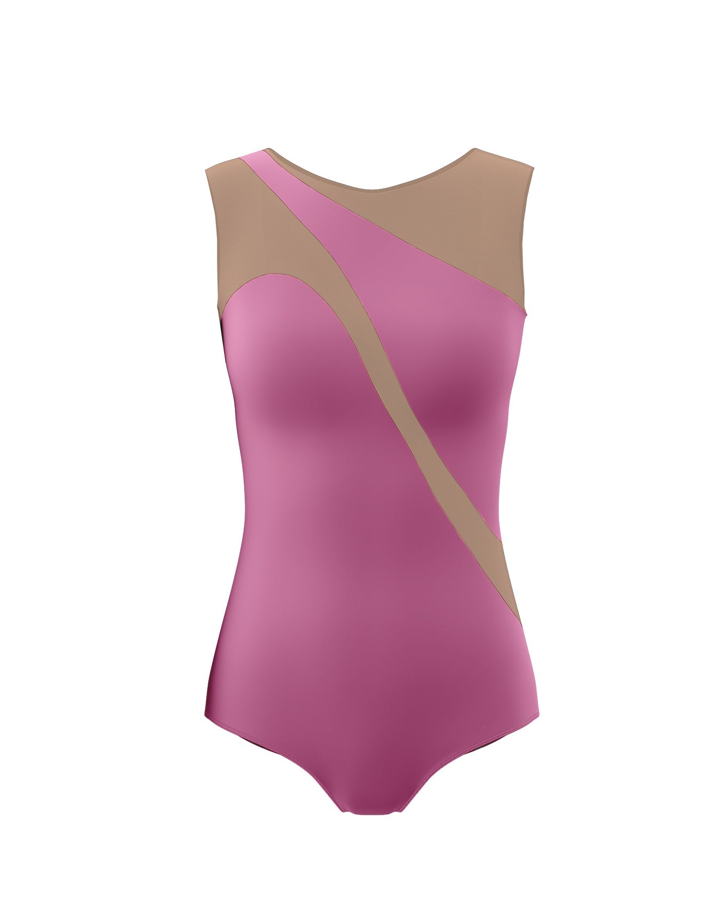Solid Lycra Sleeveless Spectral Leotard Nude Mesh