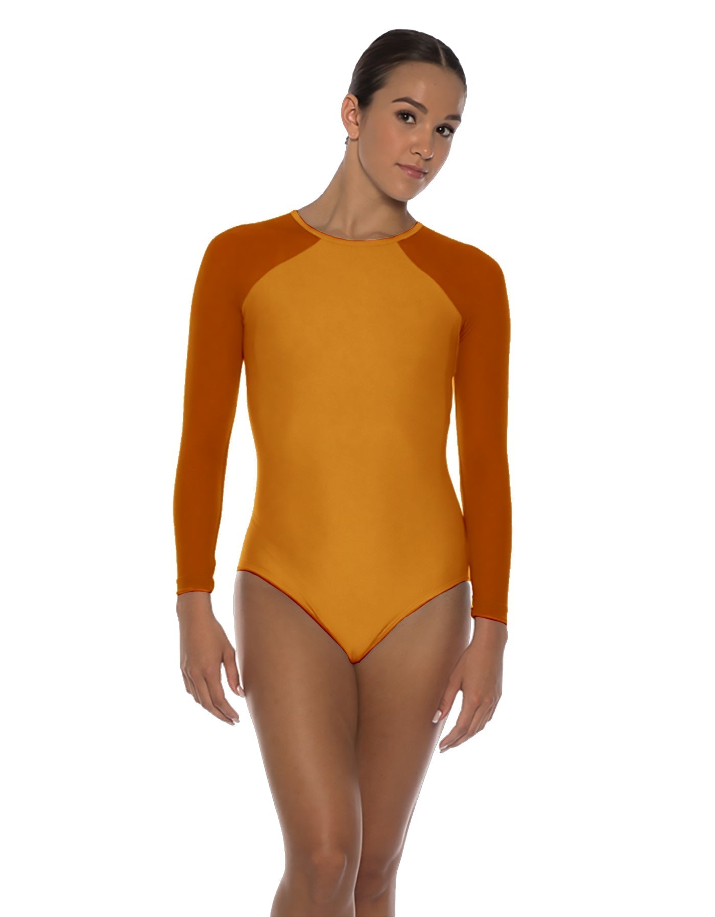Solid Lycra LS Raglan Leotard Keyhole Back
