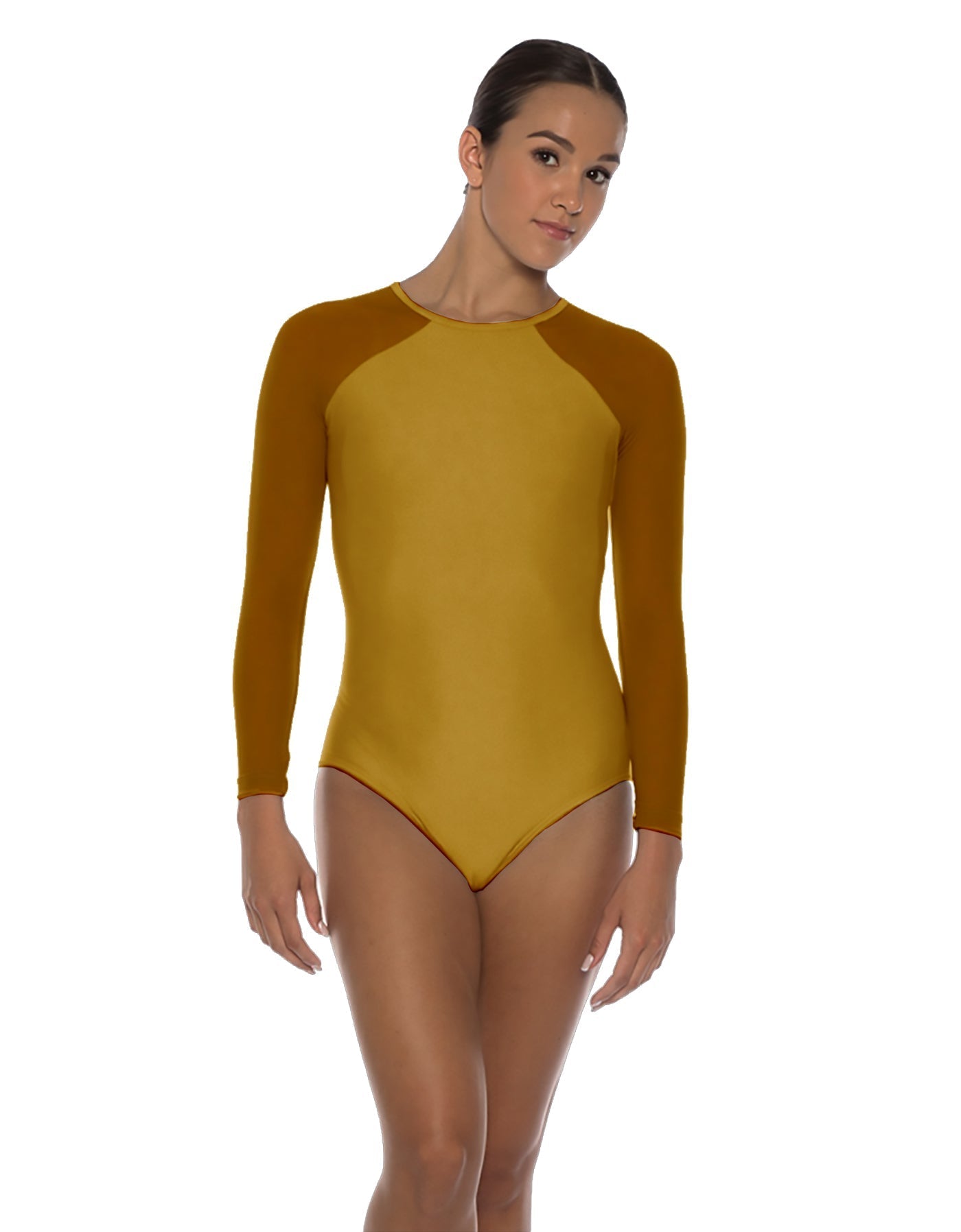Solid Lycra LS Raglan Leotard Keyhole Back
