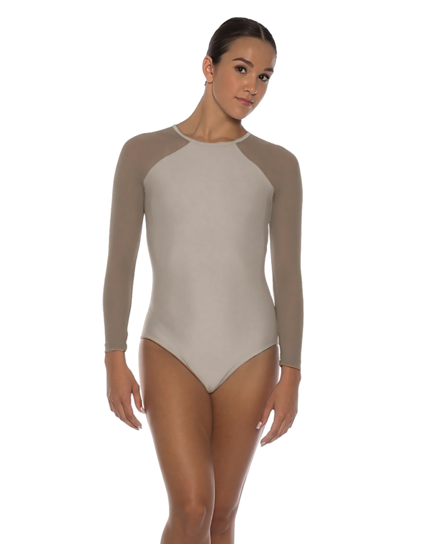 Solid Lycra LS Raglan Leotard Keyhole Back