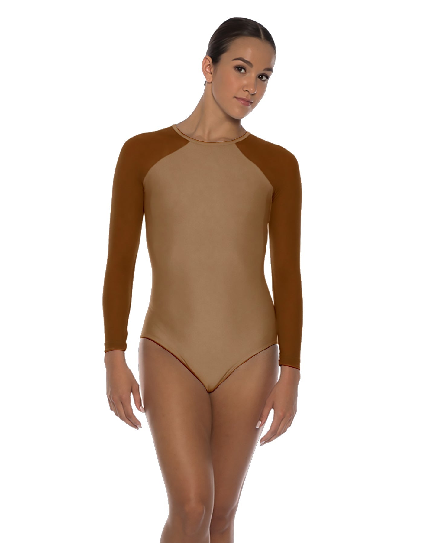 Solid Lycra LS Raglan Leotard Keyhole Back