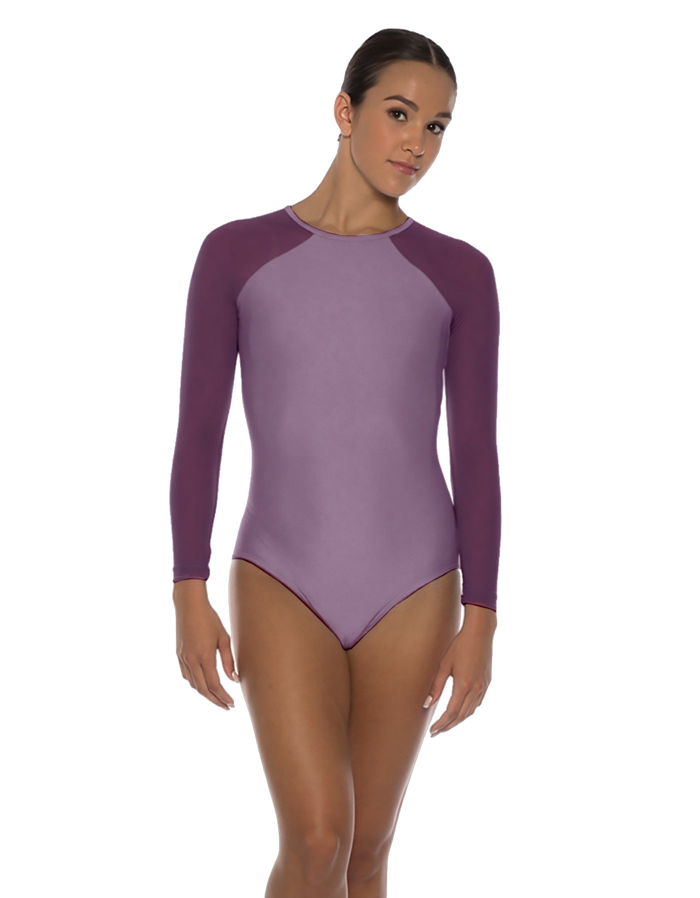 Solid Lycra LS Raglan Leotard Keyhole Back