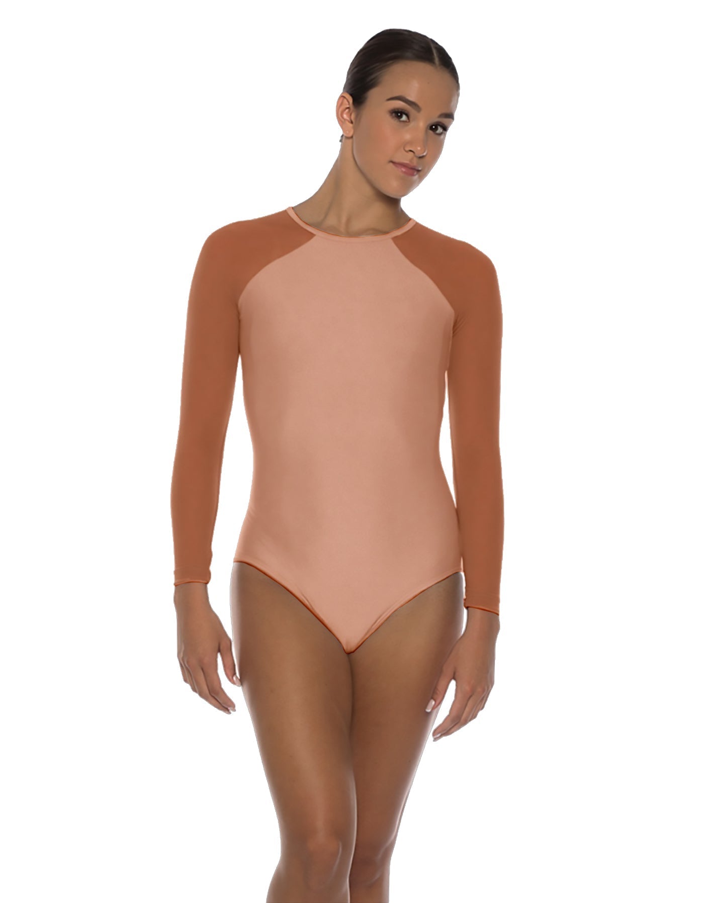 Solid Lycra LS Raglan Leotard Keyhole Back
