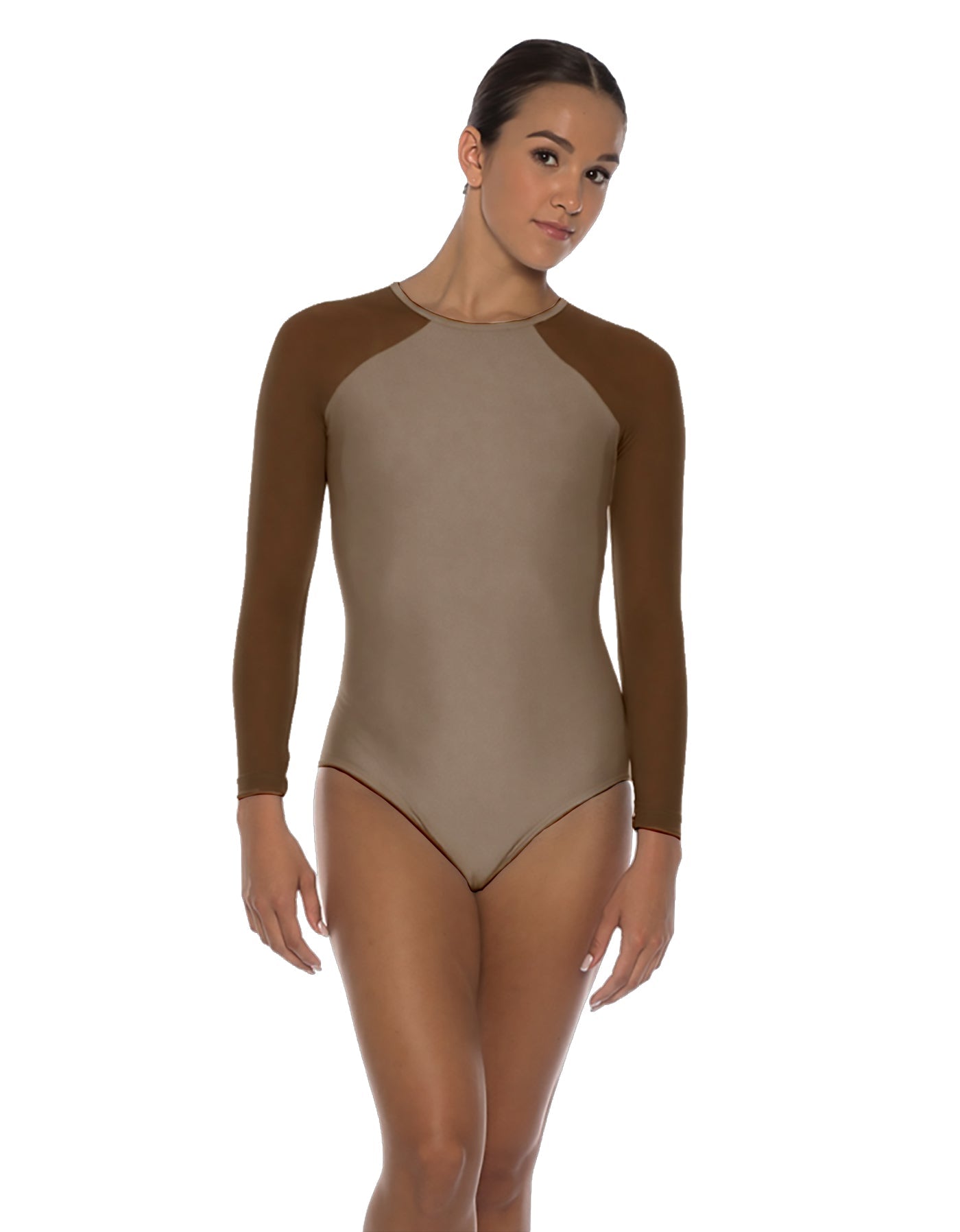 Solid Lycra LS Raglan Leotard Keyhole Back