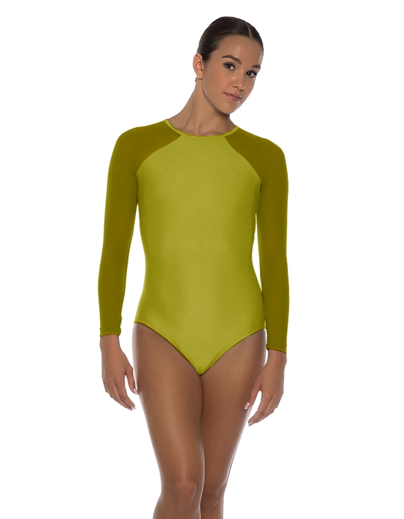 Solid Lycra LS Raglan Leotard Keyhole Back