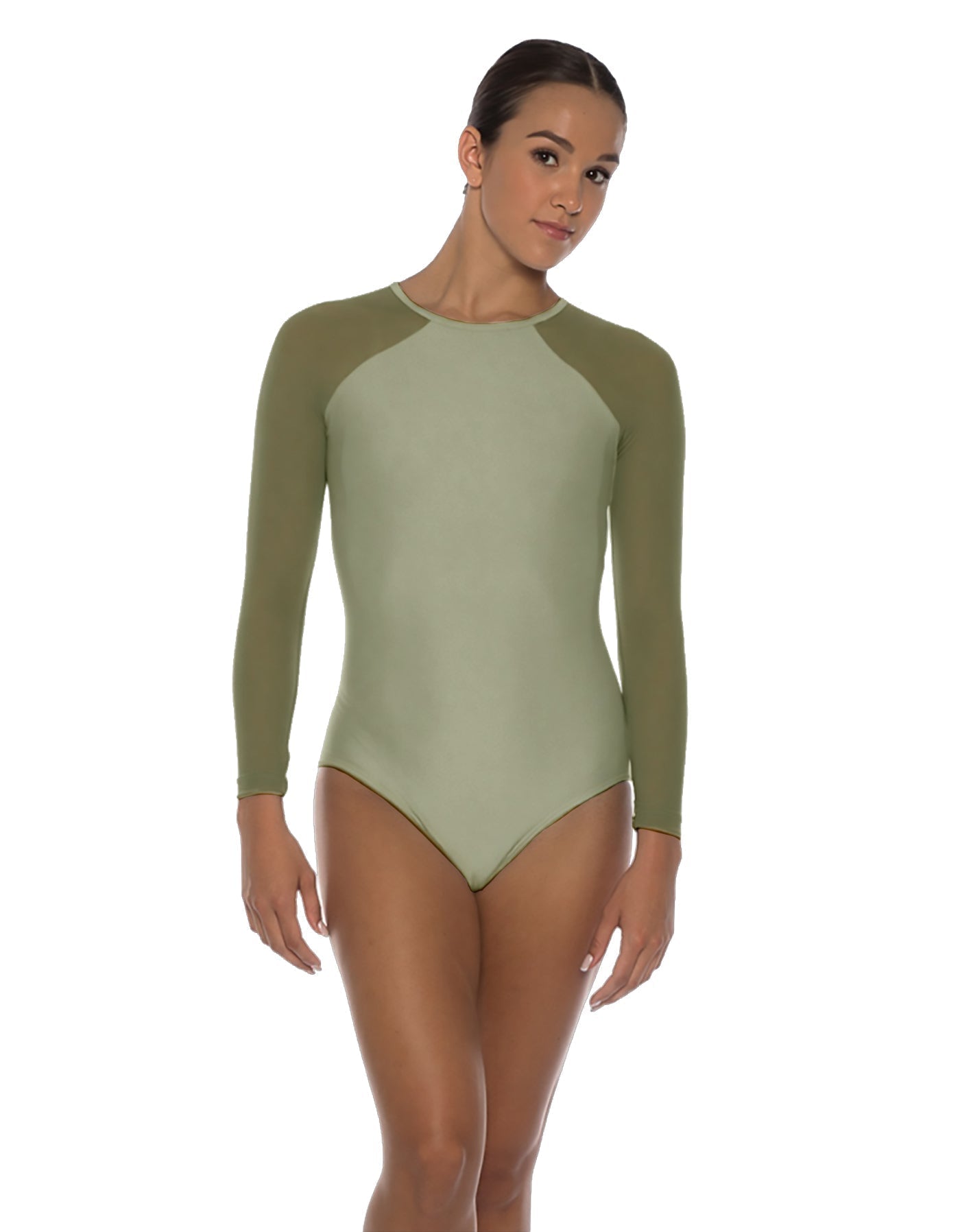 Solid Lycra LS Raglan Leotard Keyhole Back