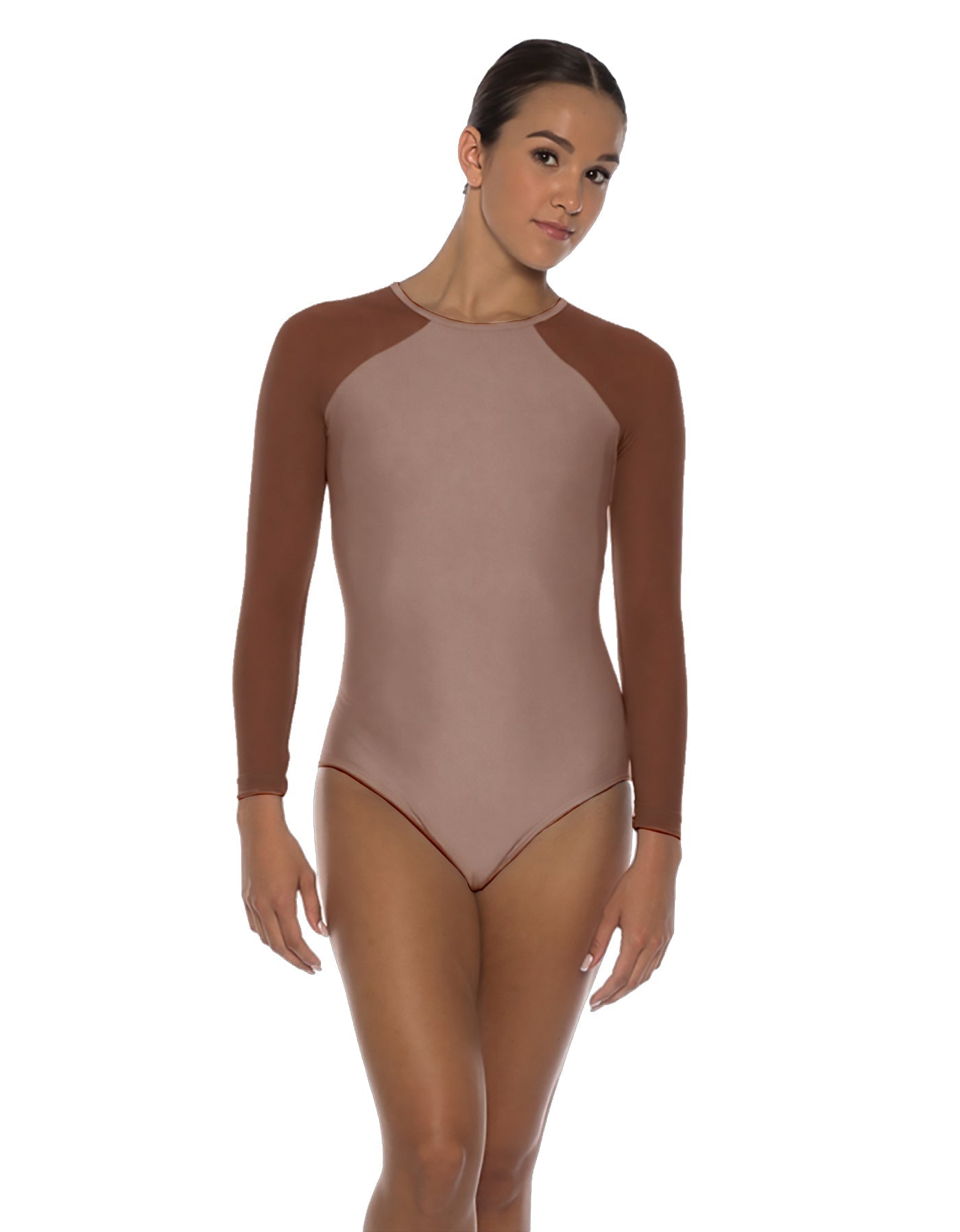 Solid Lycra LS Raglan Leotard Keyhole Back