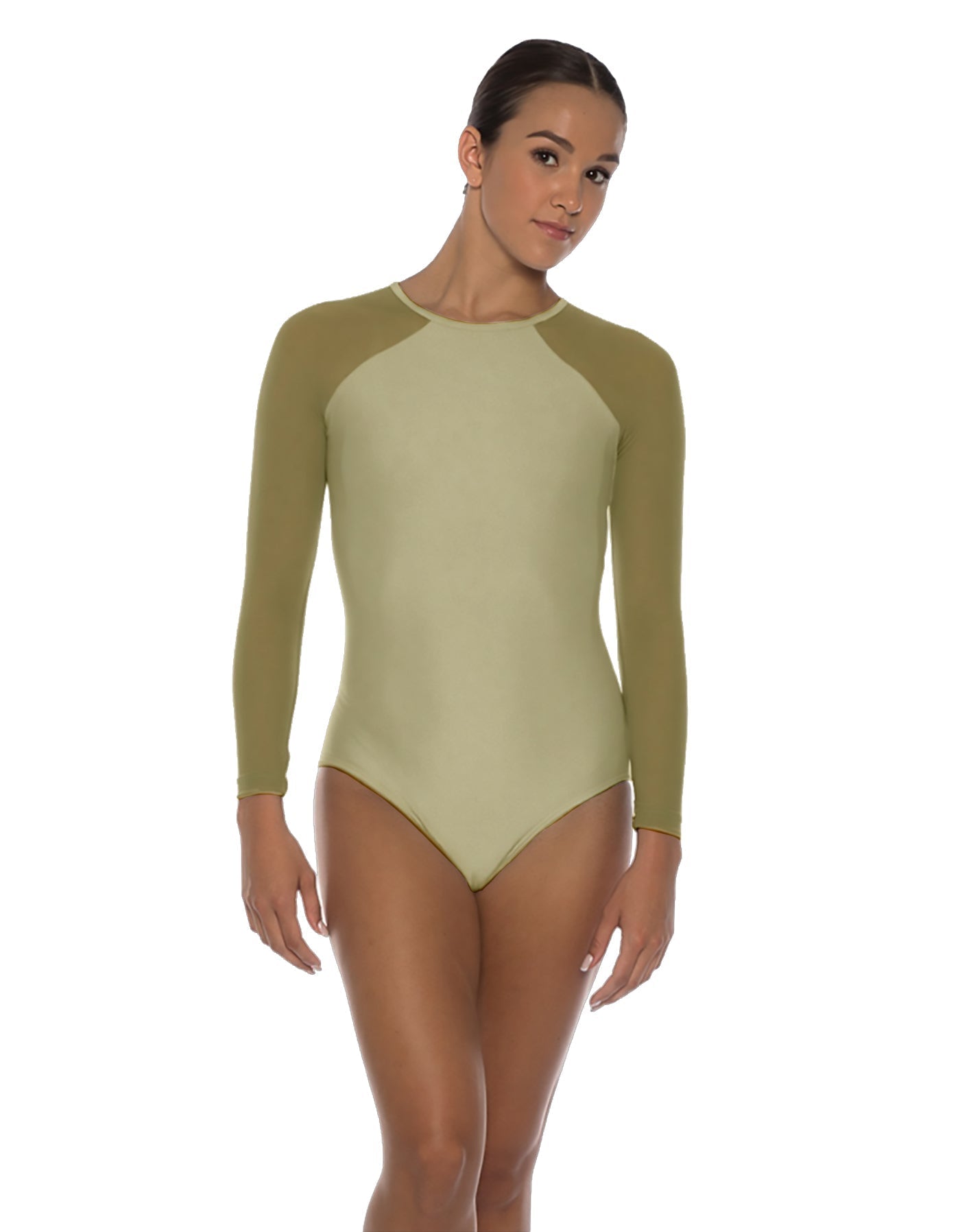 Solid Lycra LS Raglan Leotard Keyhole Back