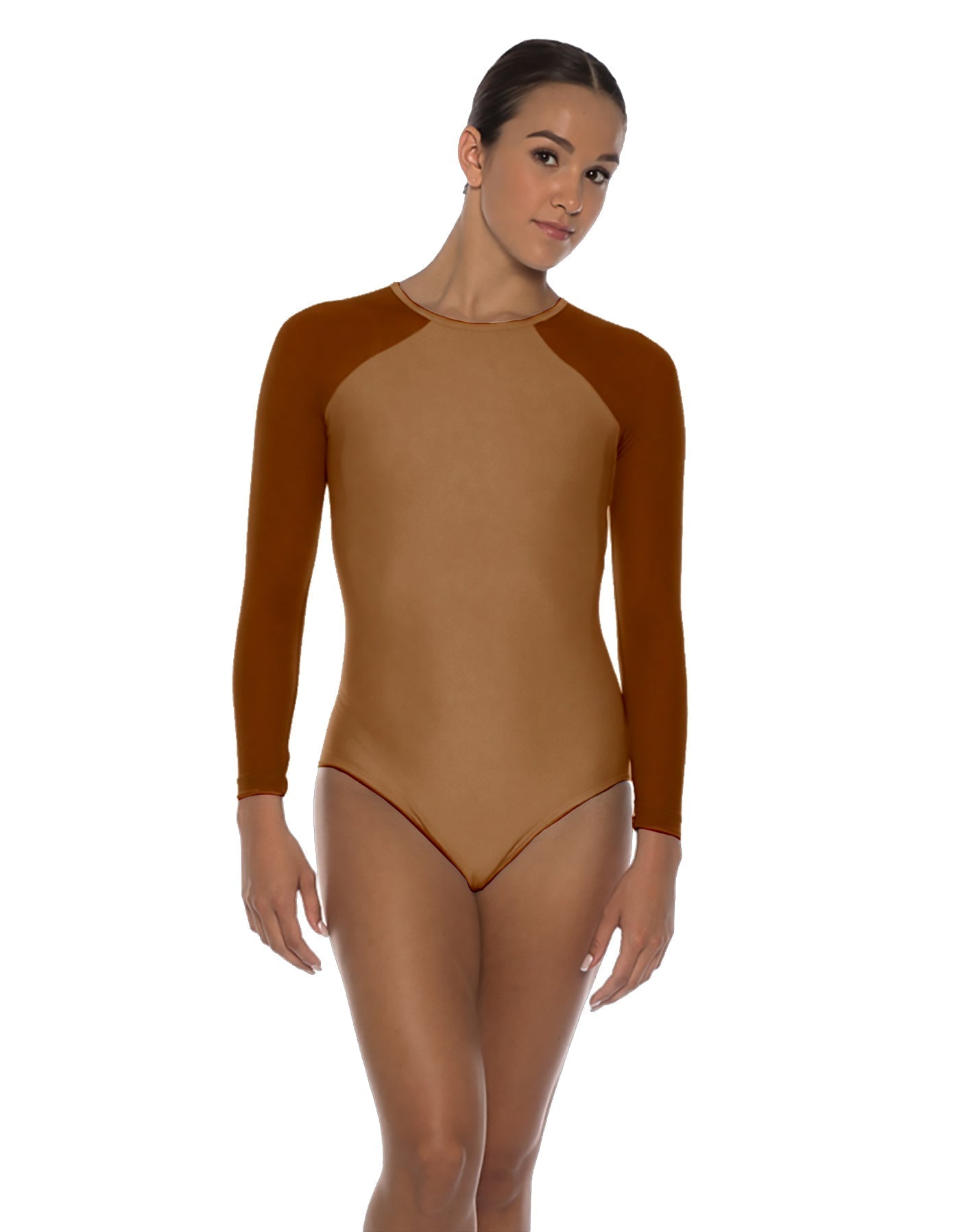 Solid Lycra LS Raglan Leotard Keyhole Back