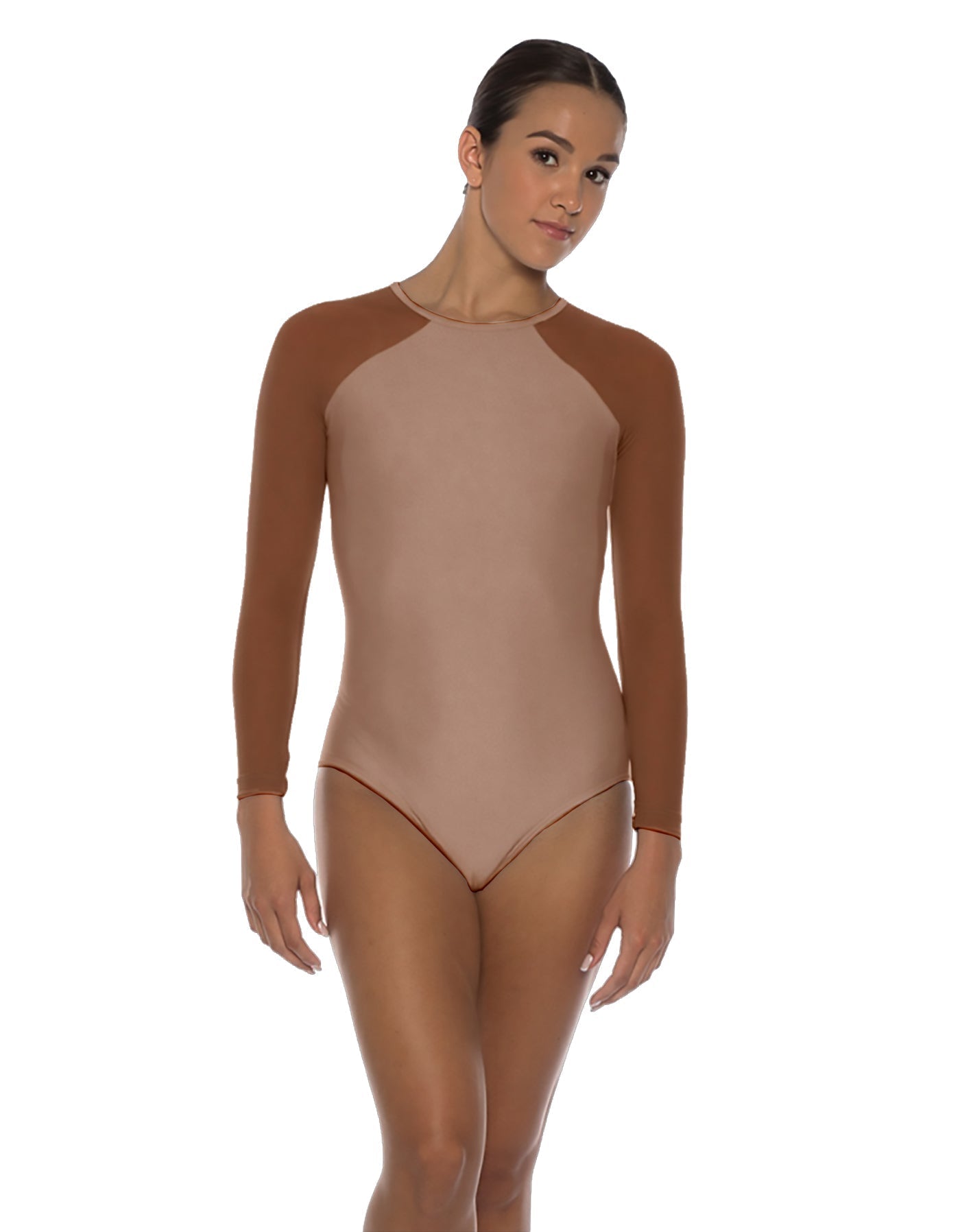 Solid Lycra LS Raglan Leotard Keyhole Back