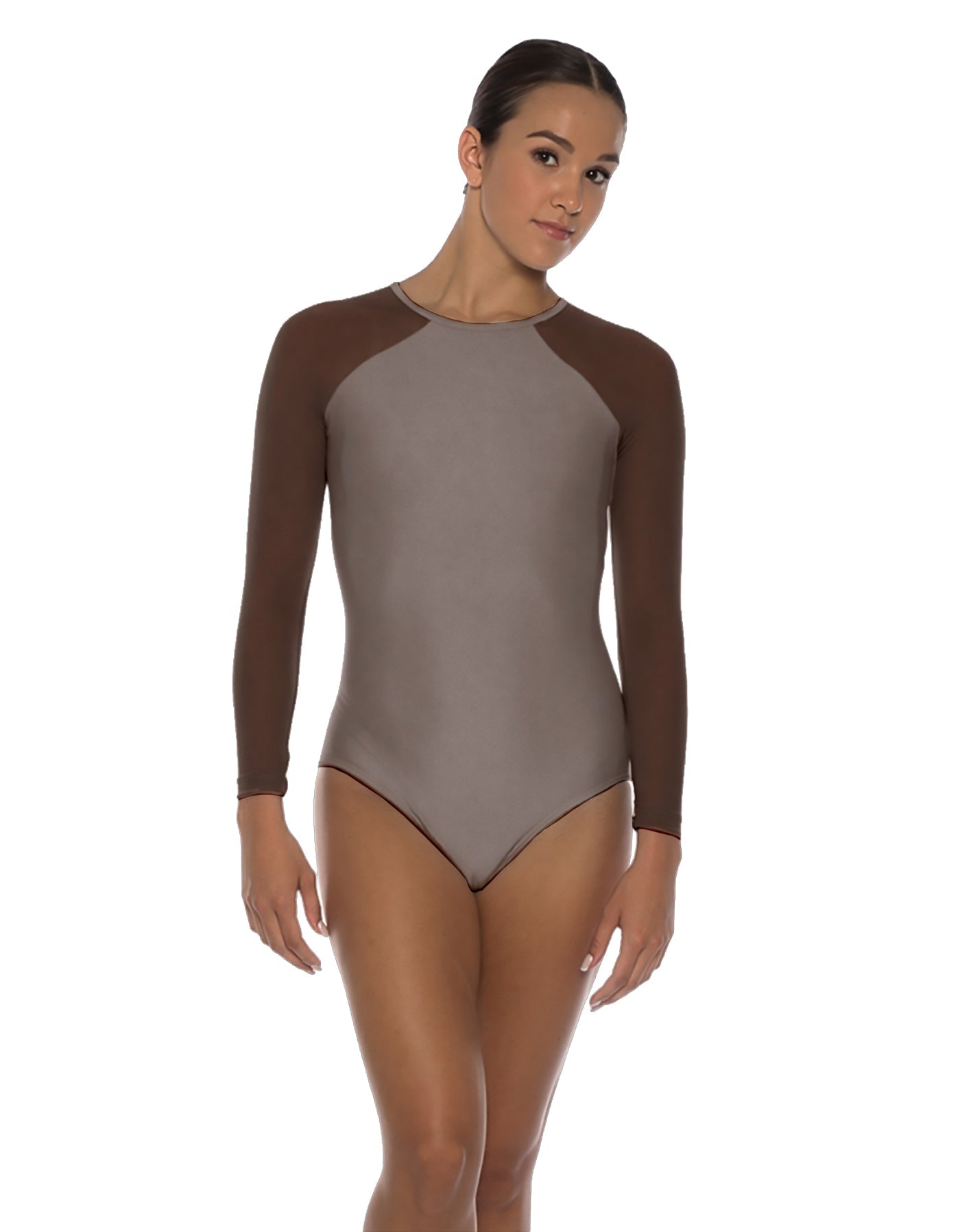 Solid Lycra LS Raglan Leotard Keyhole Back