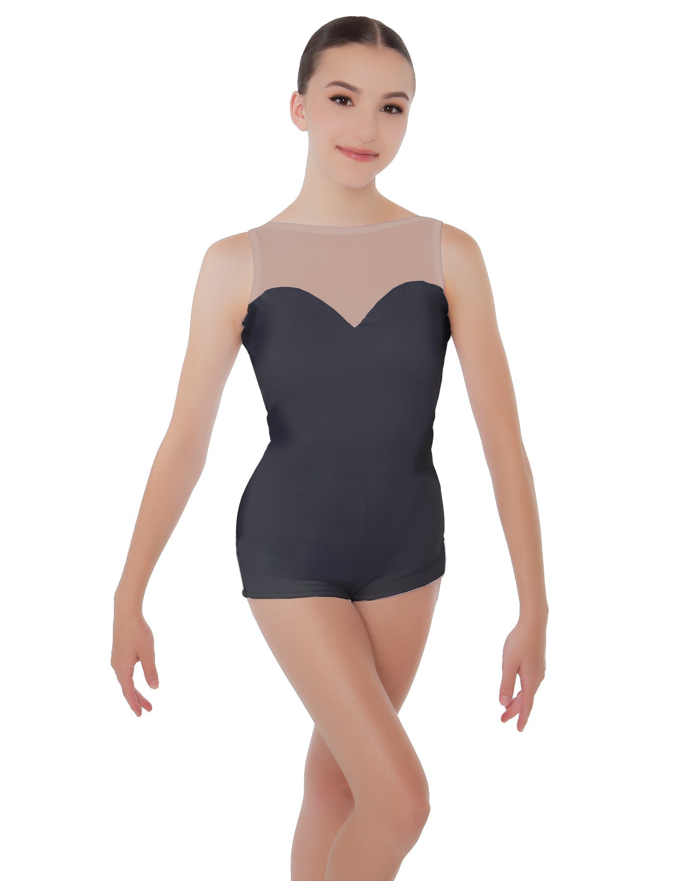Solid Lycra Mesh Sweetheart Biketard