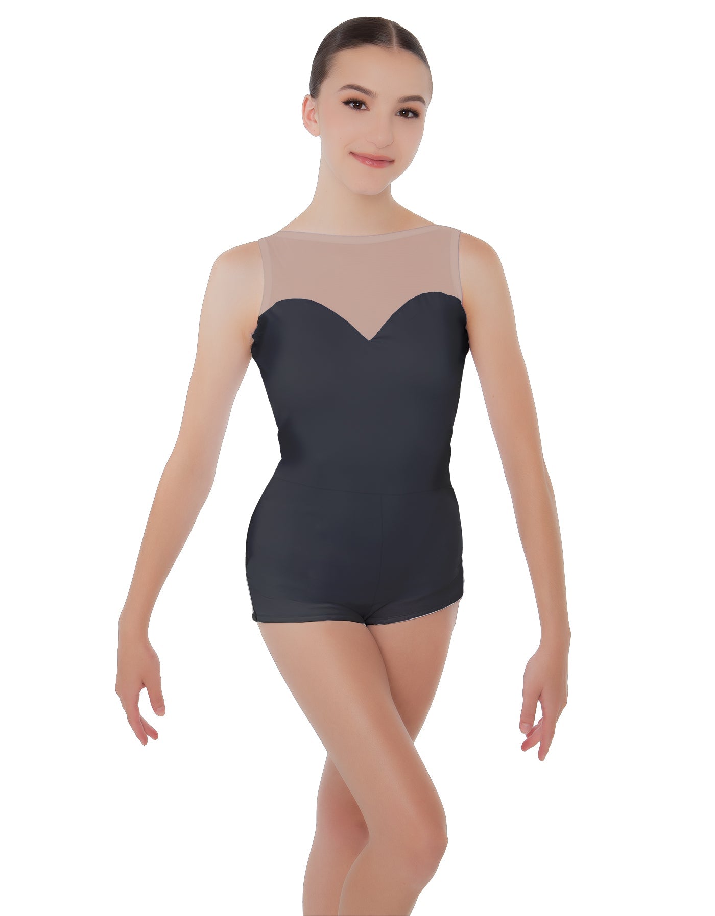 Solid Lycra Mesh Sweetheart Biketard