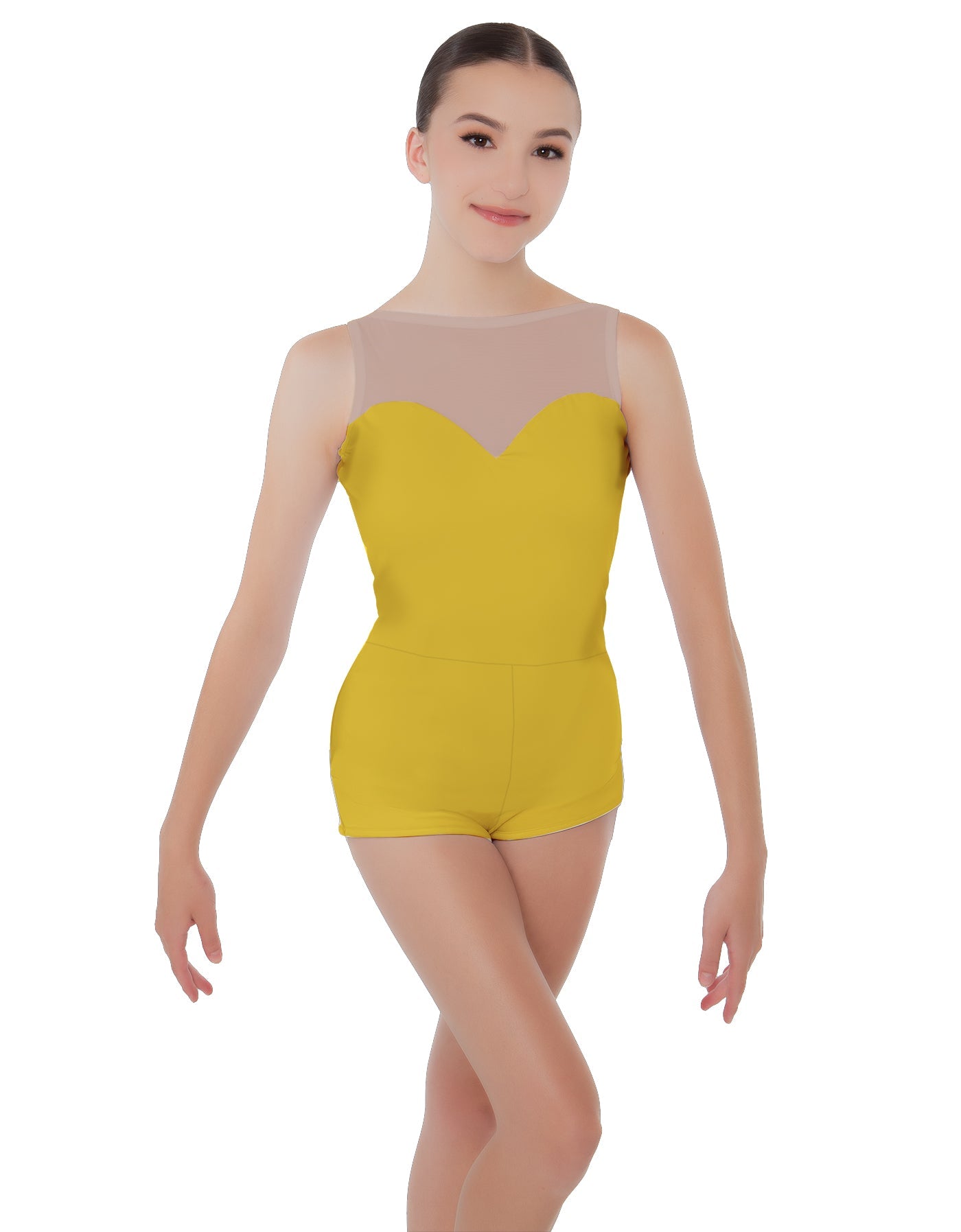 Solid Lycra Mesh Sweetheart Biketard