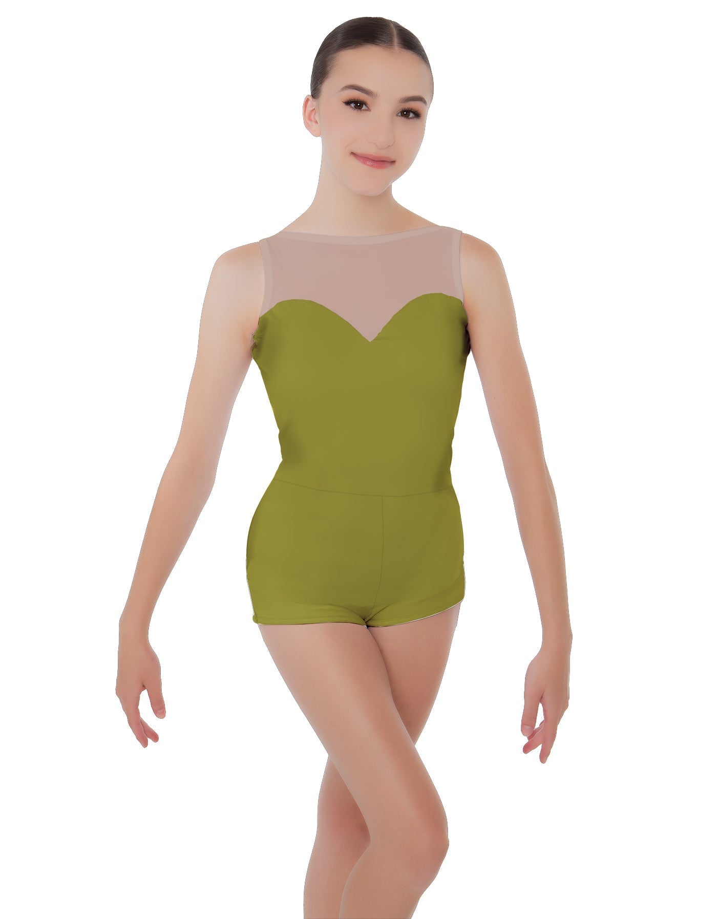 Solid Lycra Mesh Sweetheart Biketard