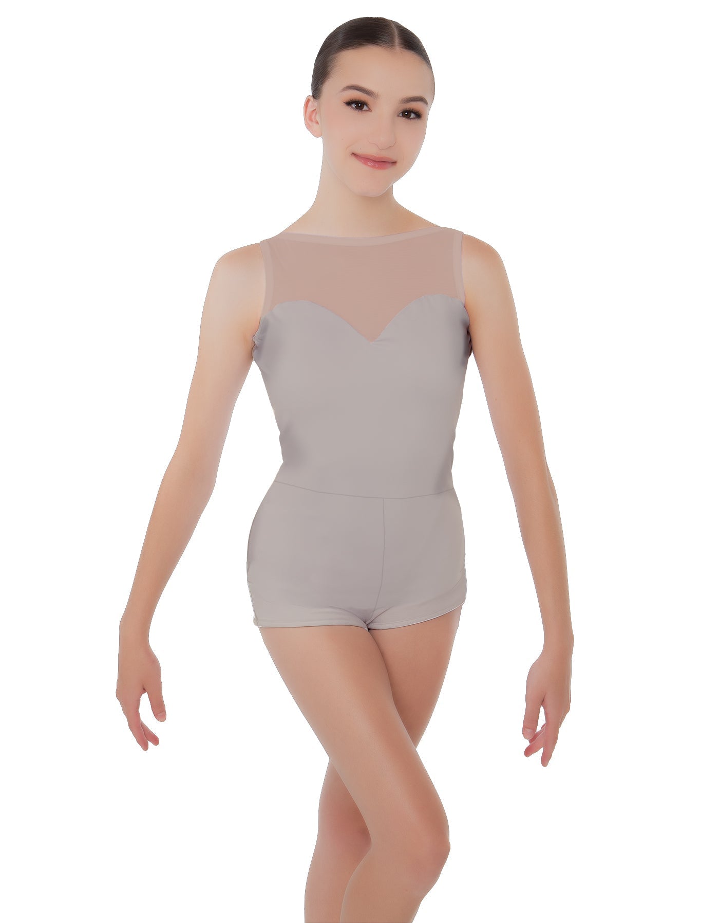 Solid Lycra Mesh Sweetheart Biketard