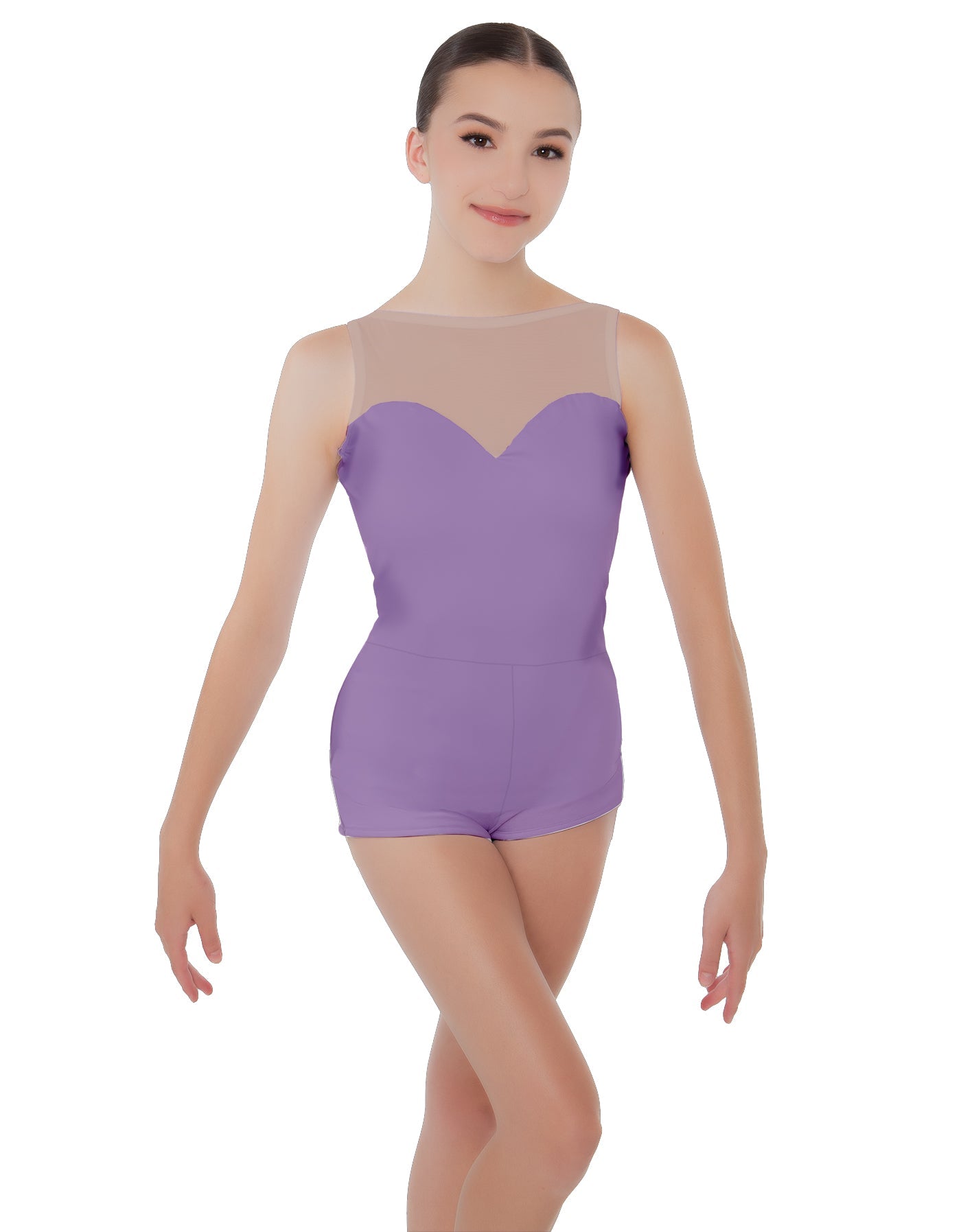Solid Lycra Mesh Sweetheart Biketard