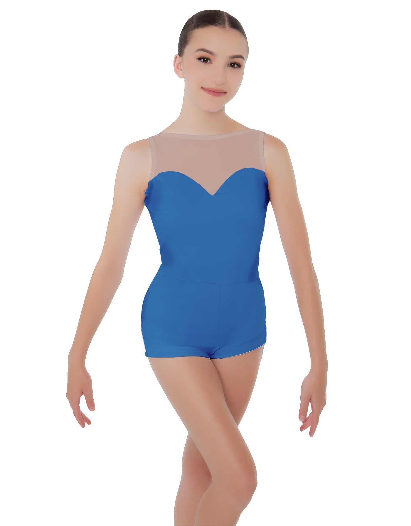 Solid Lycra Mesh Sweetheart Biketard