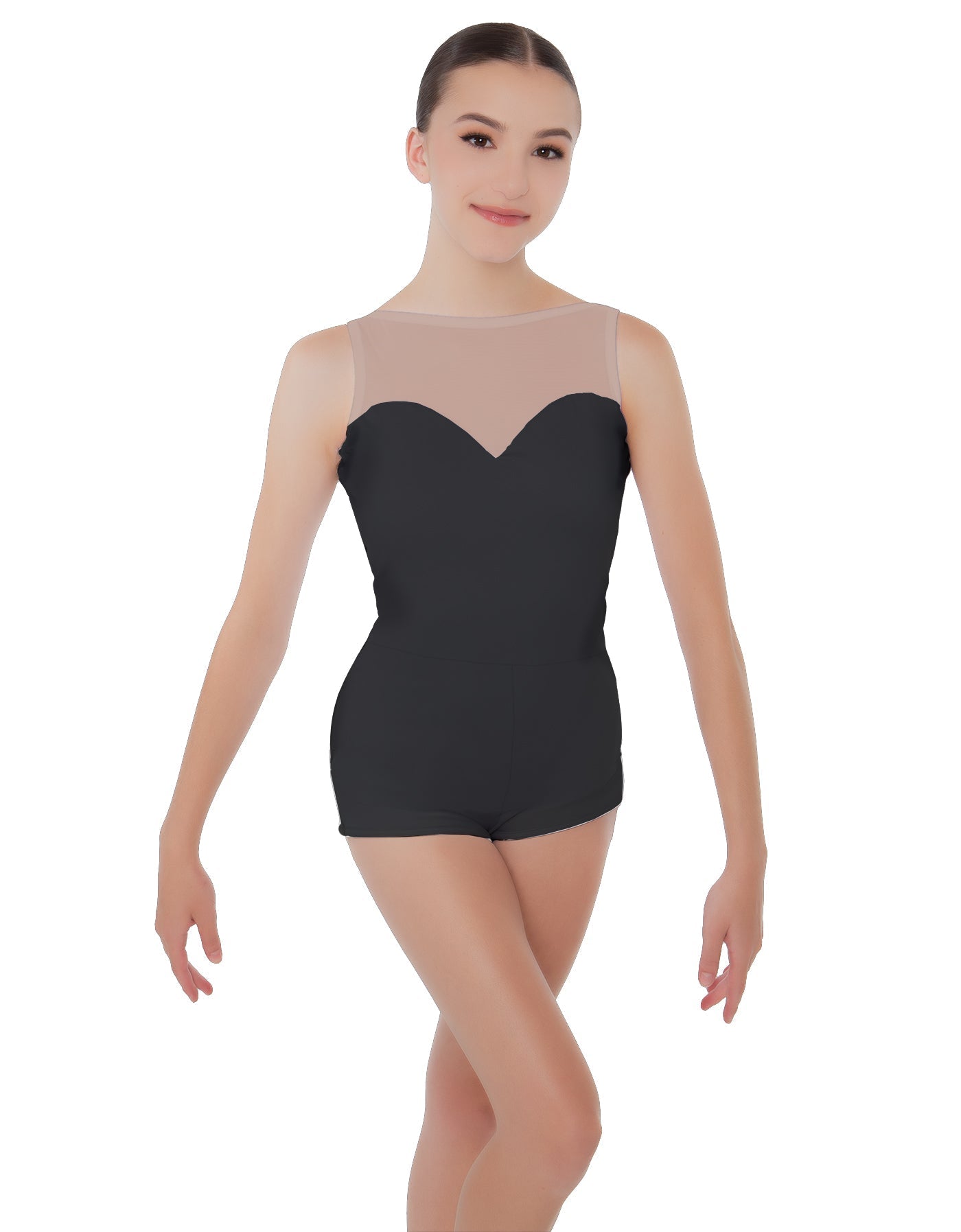 Solid Lycra Mesh Sweetheart Biketard
