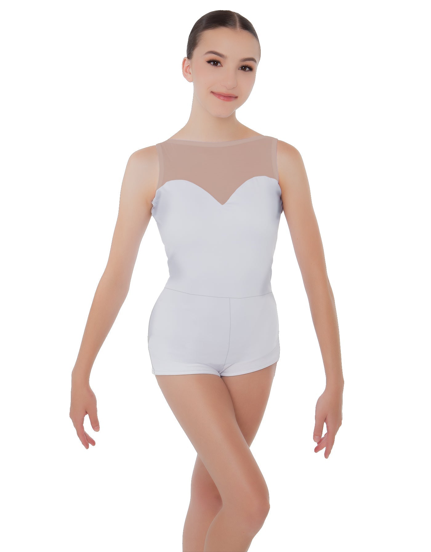 Solid Lycra Mesh Sweetheart Biketard