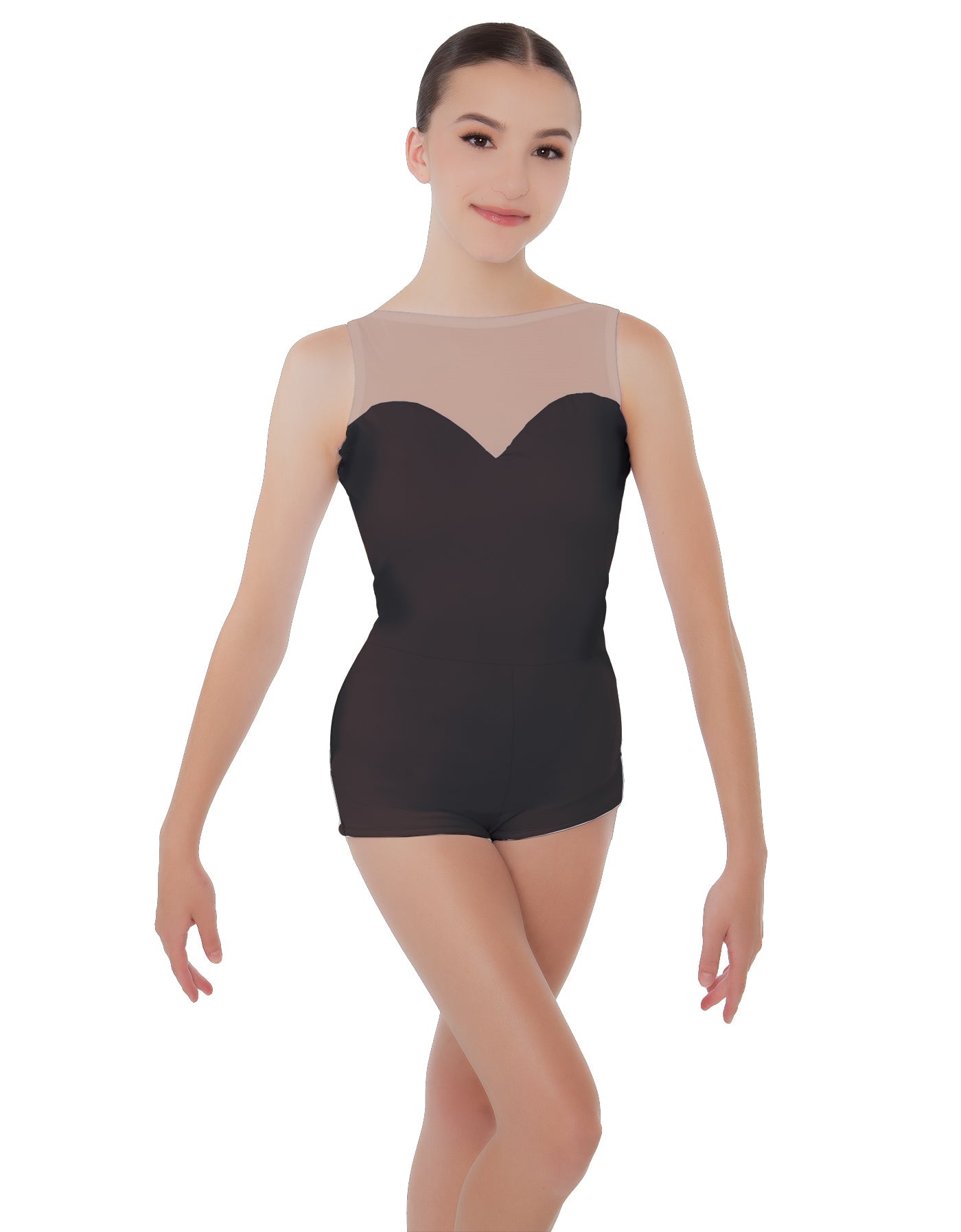 Solid Lycra Mesh Sweetheart Biketard