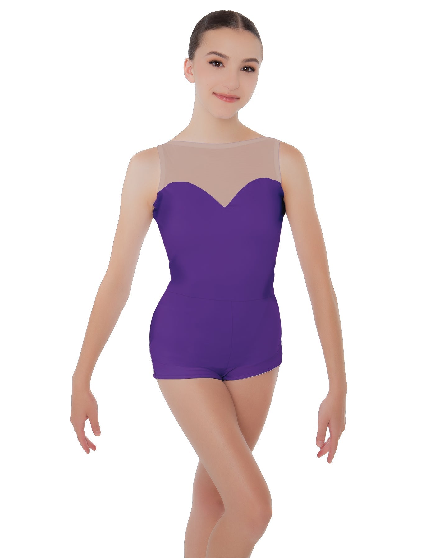 Solid Lycra Mesh Sweetheart Biketard