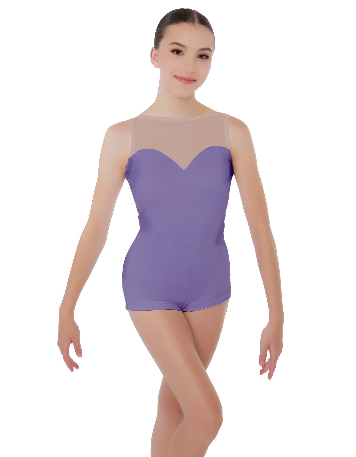 Solid Lycra Mesh Sweetheart Biketard