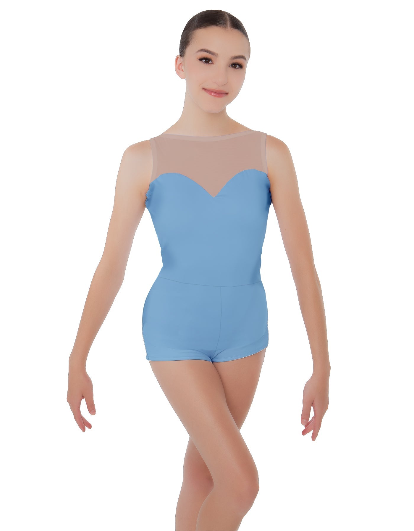 Solid Lycra Mesh Sweetheart Biketard