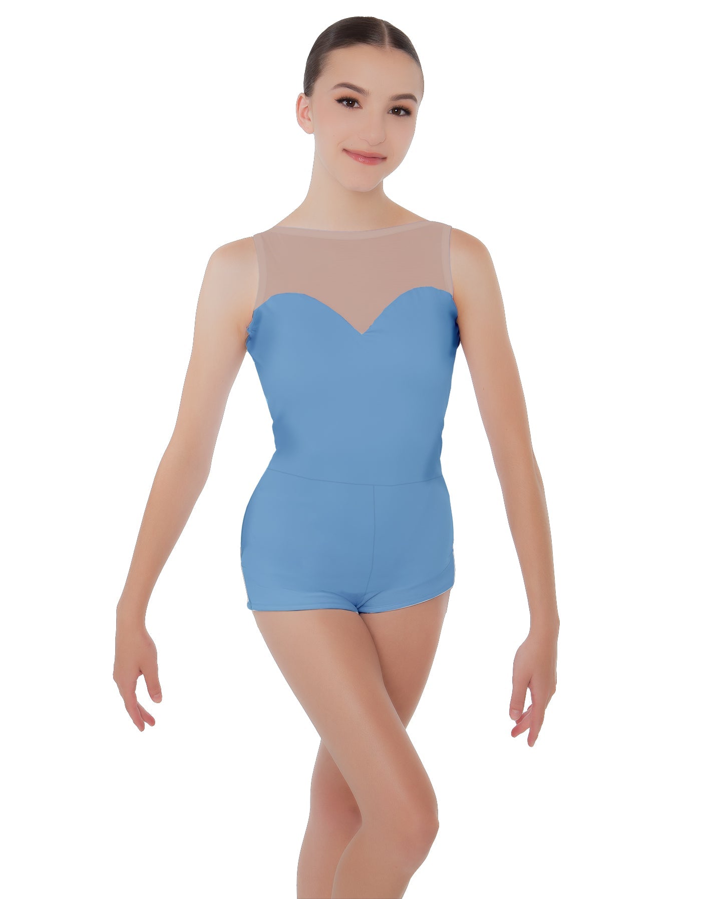 Solid Lycra Mesh Sweetheart Biketard
