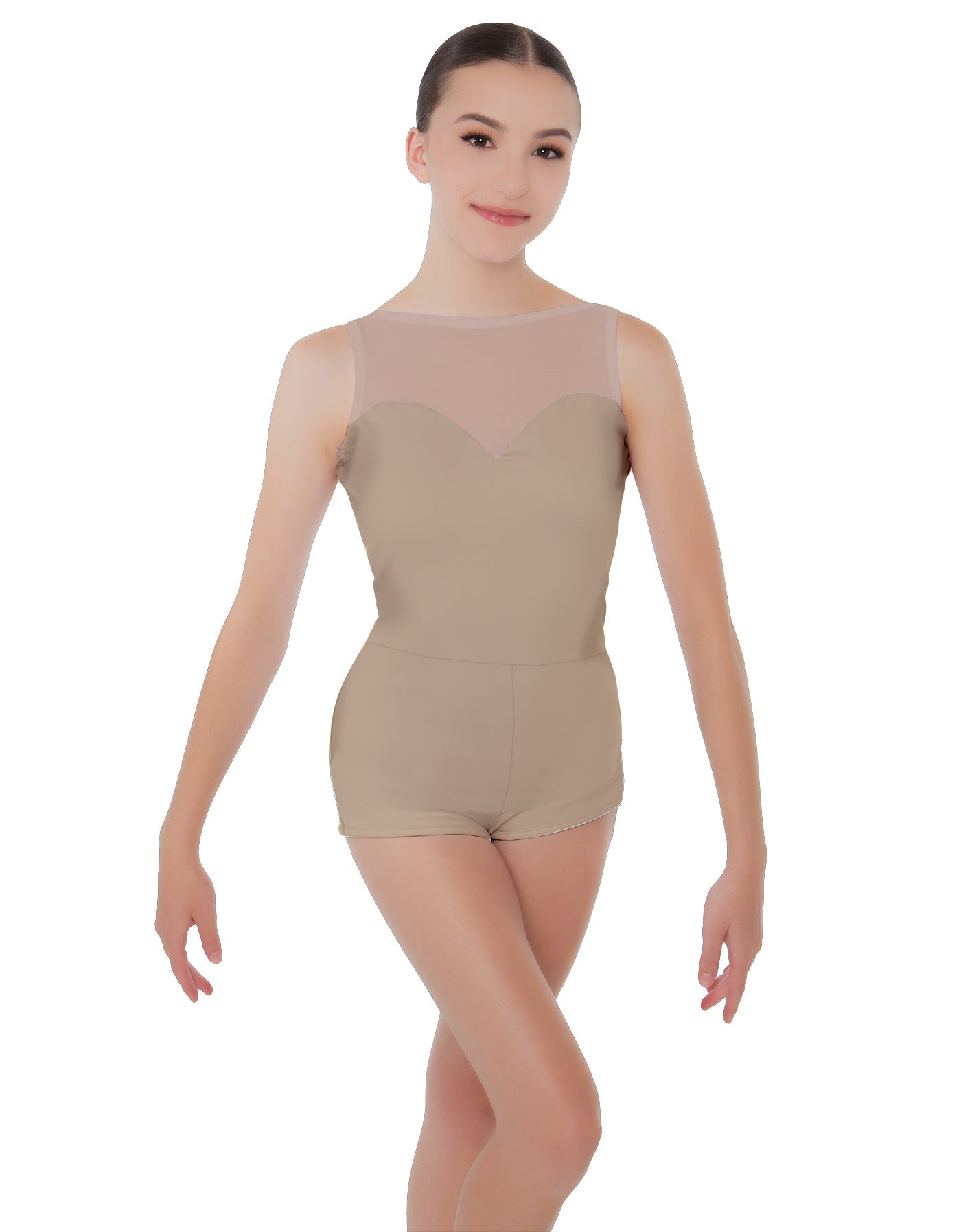 Solid Lycra Mesh Sweetheart Biketard