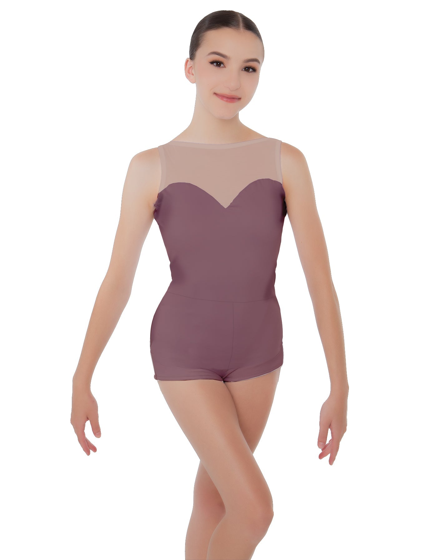 Solid Lycra Mesh Sweetheart Biketard