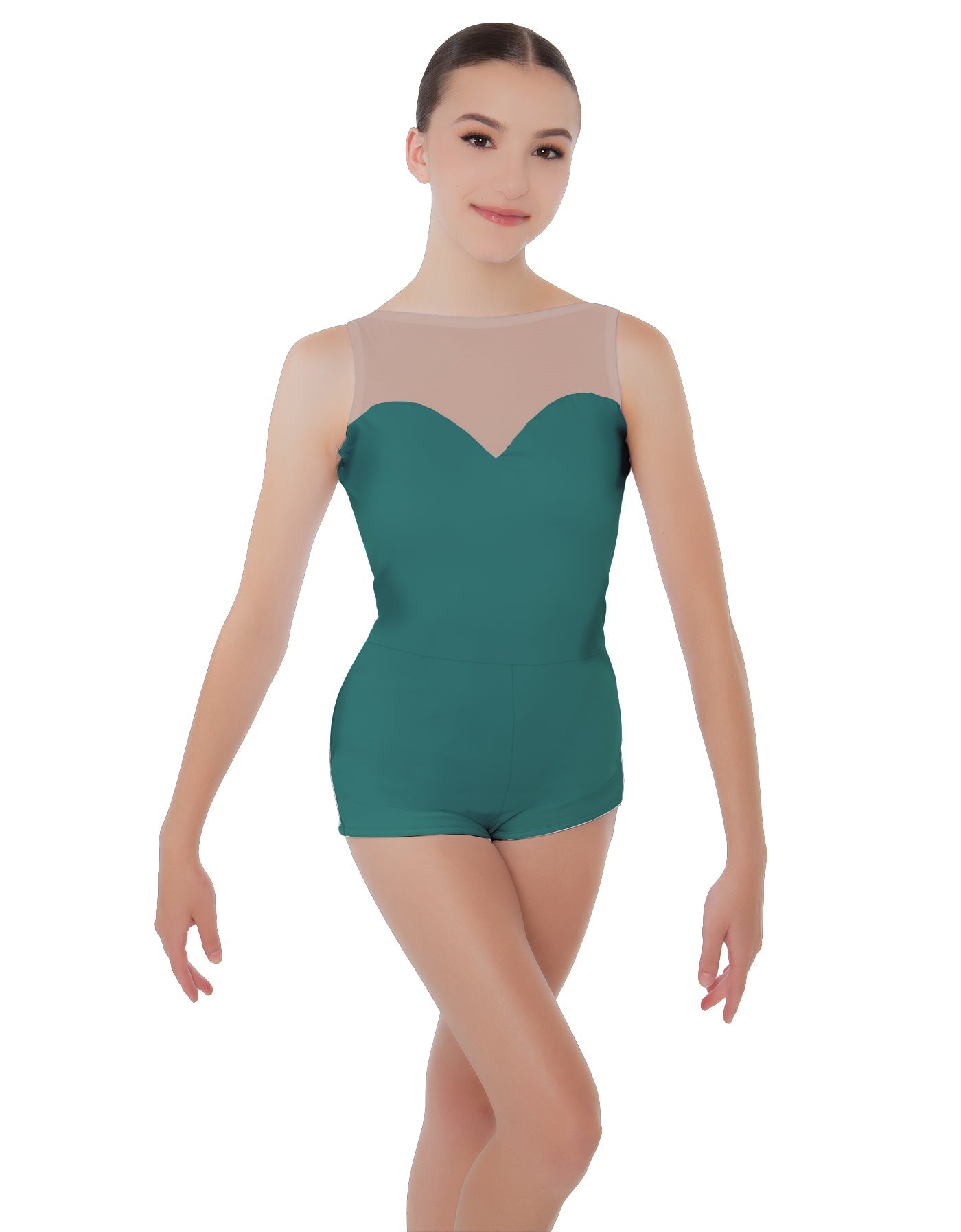 Solid Lycra Mesh Sweetheart Biketard