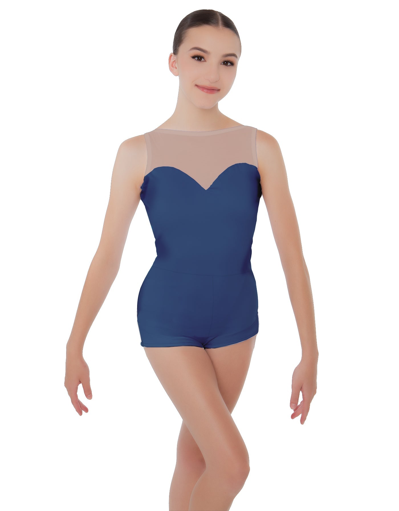 Solid Lycra Mesh Sweetheart Biketard