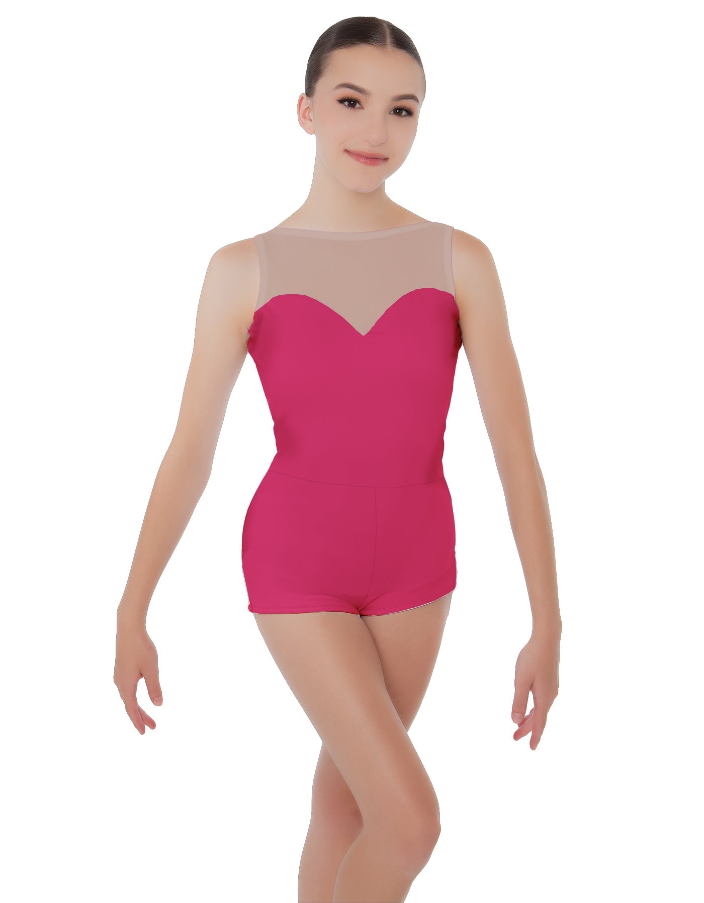 Solid Lycra Mesh Sweetheart Biketard