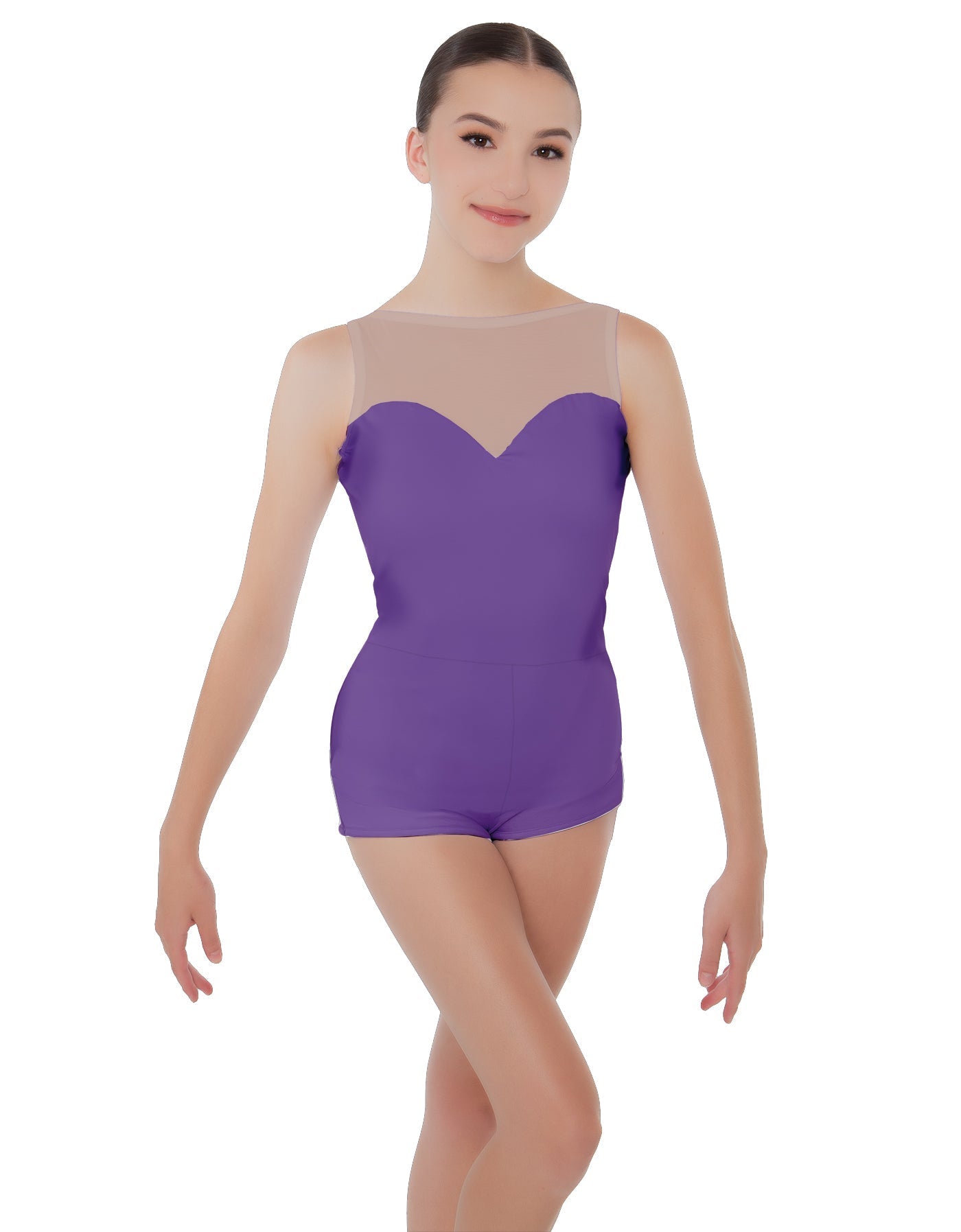 Solid Lycra Mesh Sweetheart Biketard