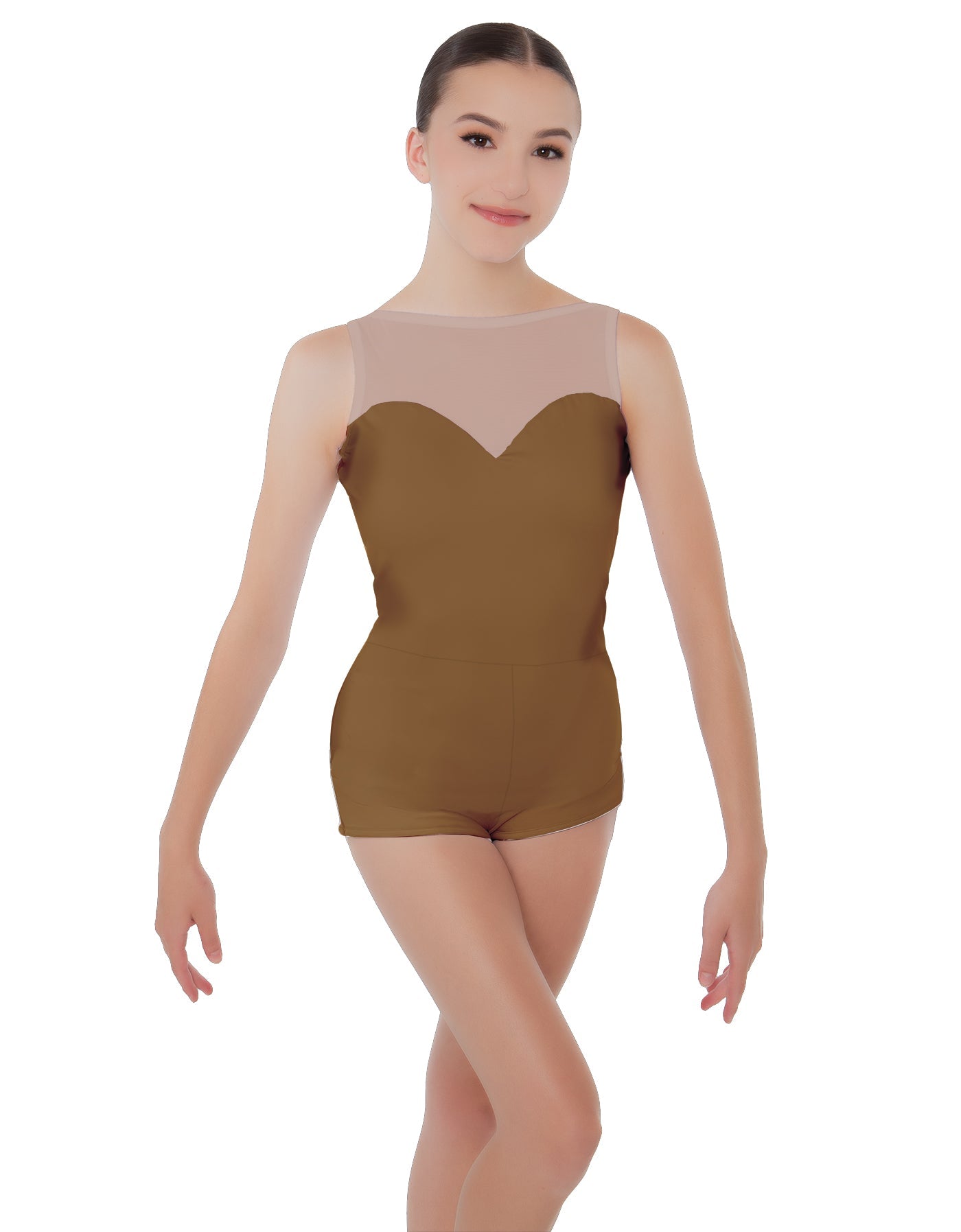 Solid Lycra Mesh Sweetheart Biketard