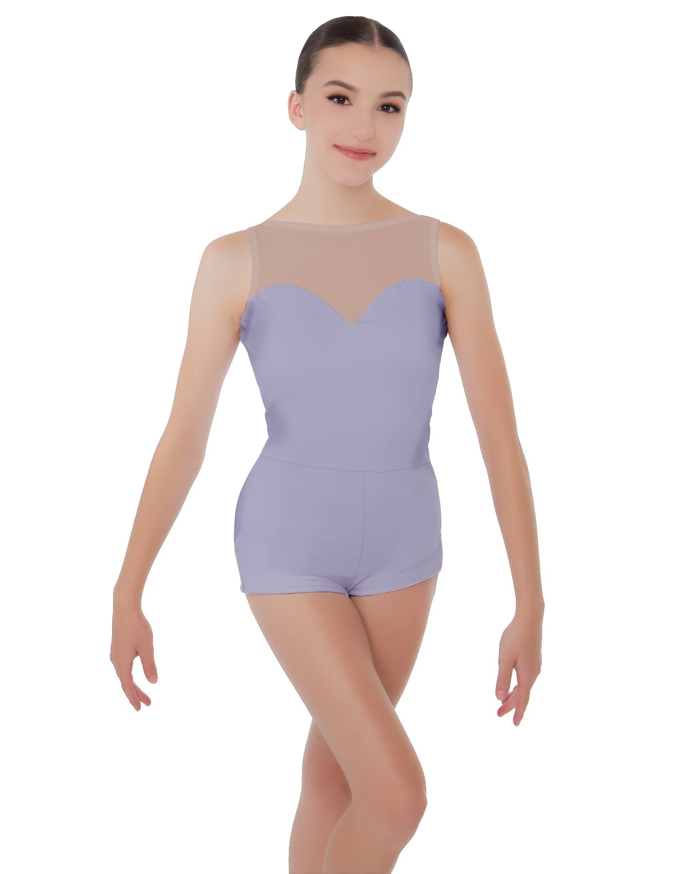 Solid Lycra Mesh Sweetheart Biketard