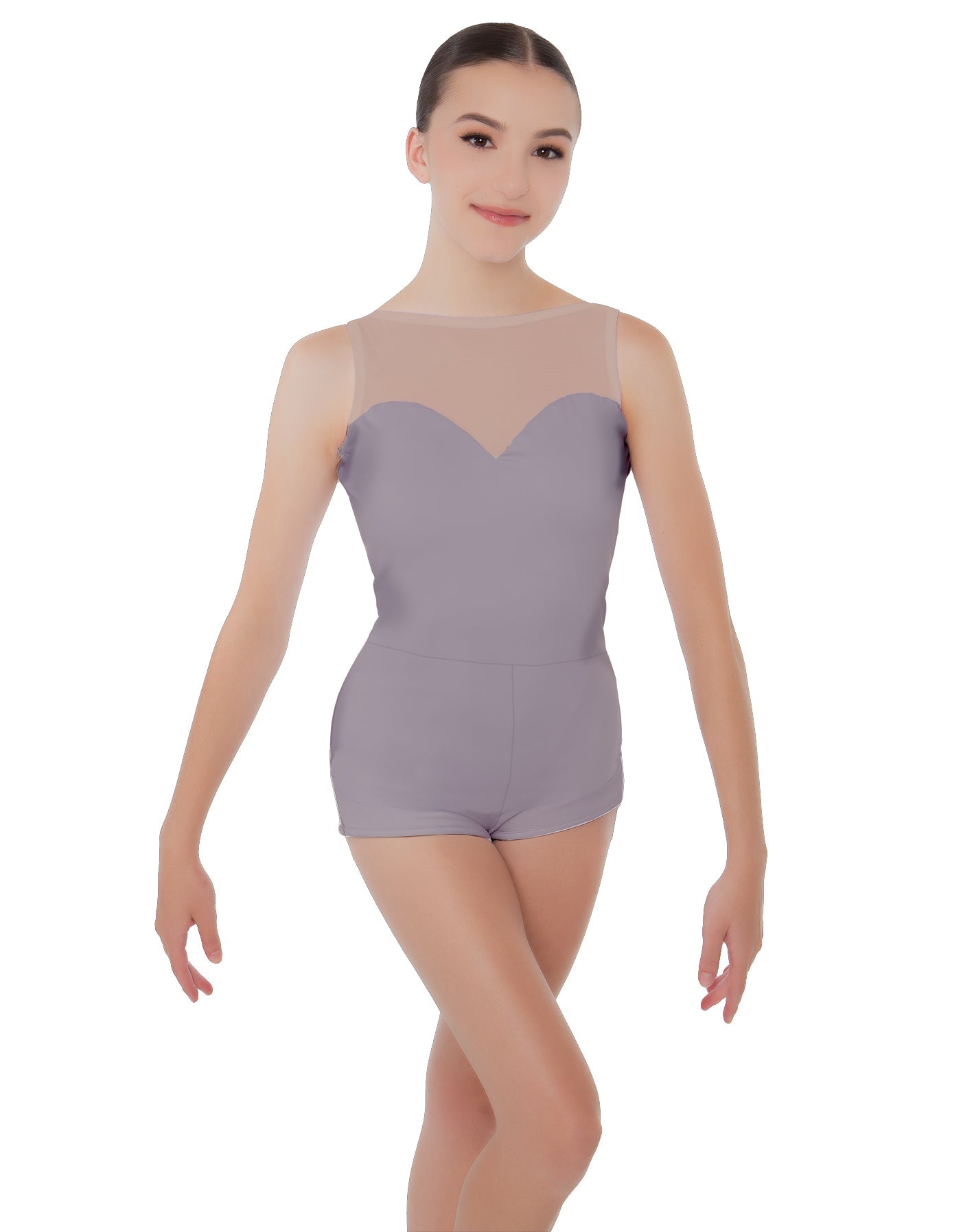 Solid Lycra Mesh Sweetheart Biketard