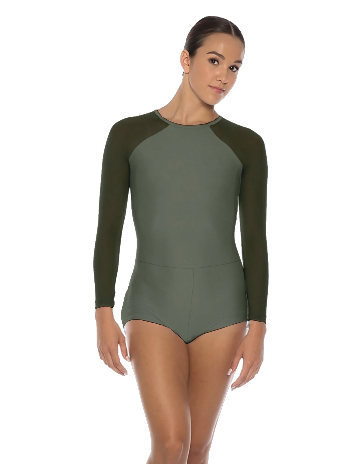 Solid Lycra LS Raglan Keyhole Back Biketard