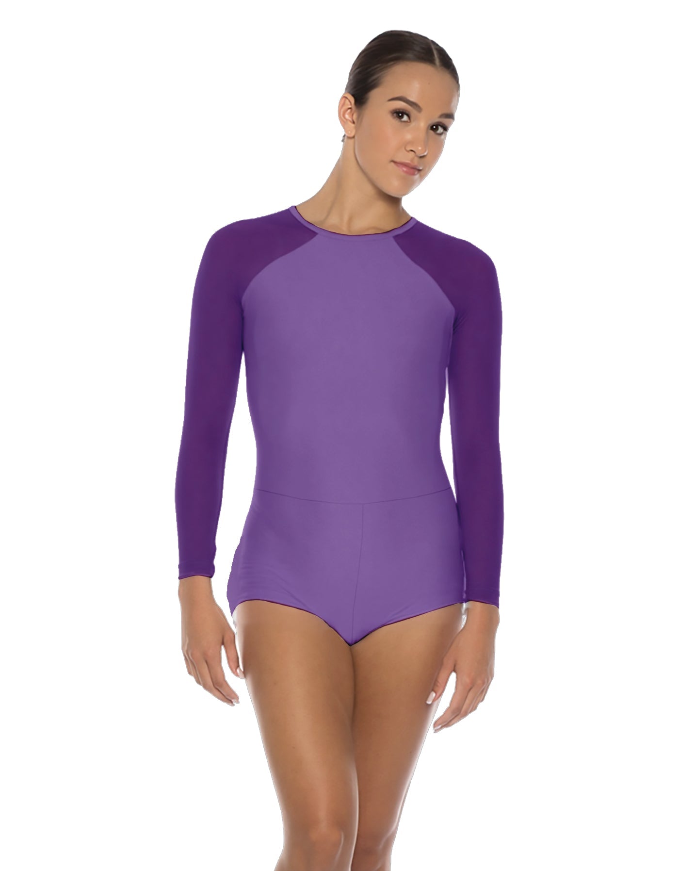 Solid Lycra LS Raglan Keyhole Back Biketard