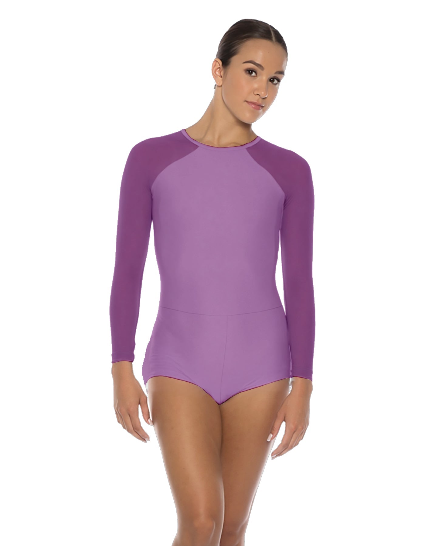 Solid Lycra LS Raglan Keyhole Back Biketard