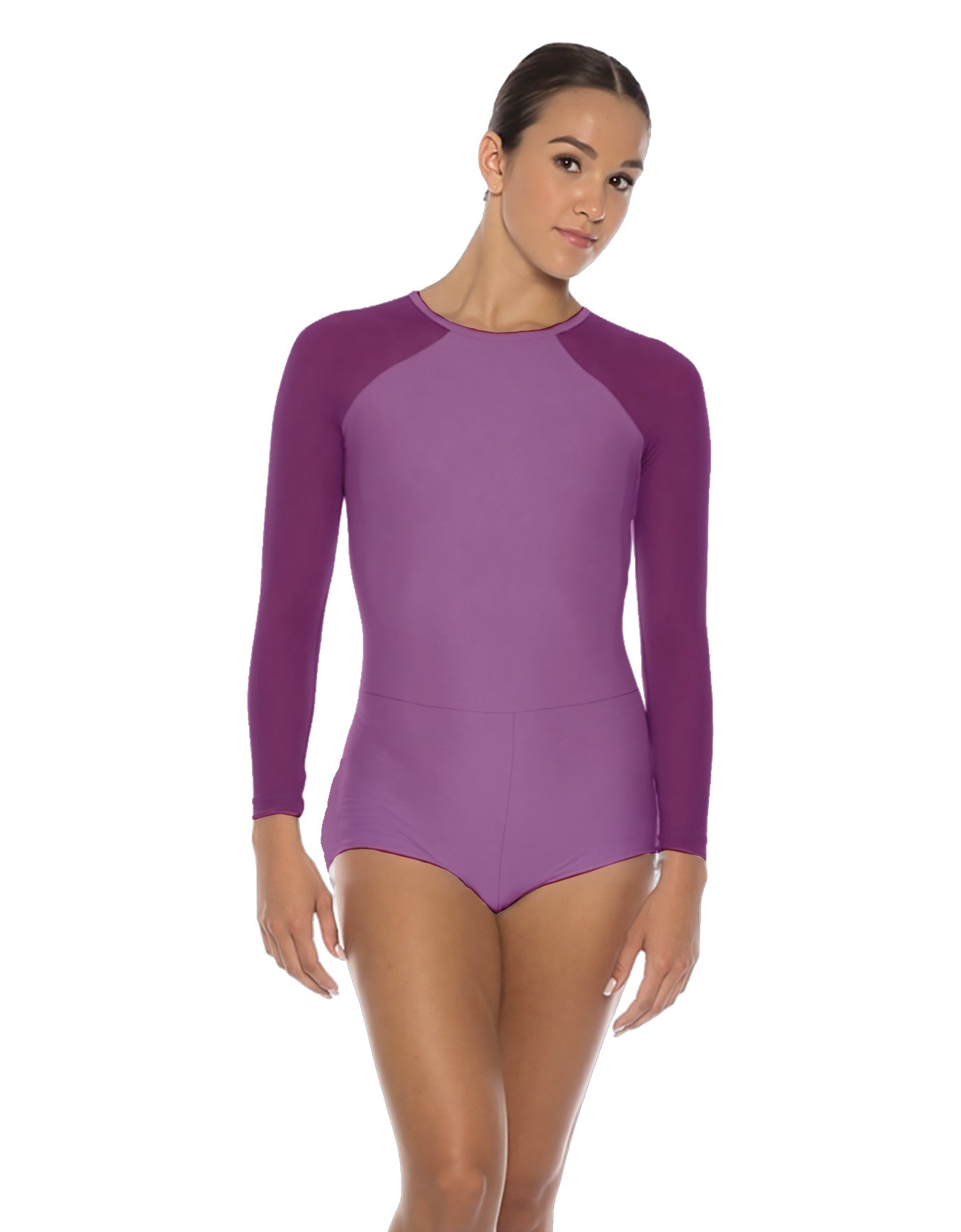 Solid Lycra LS Raglan Keyhole Back Biketard