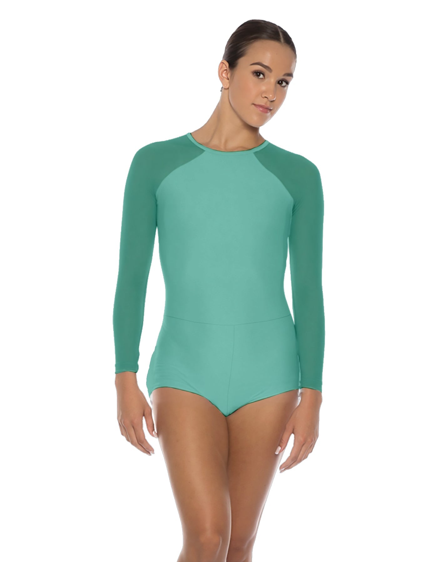 Solid Lycra LS Raglan Keyhole Back Biketard