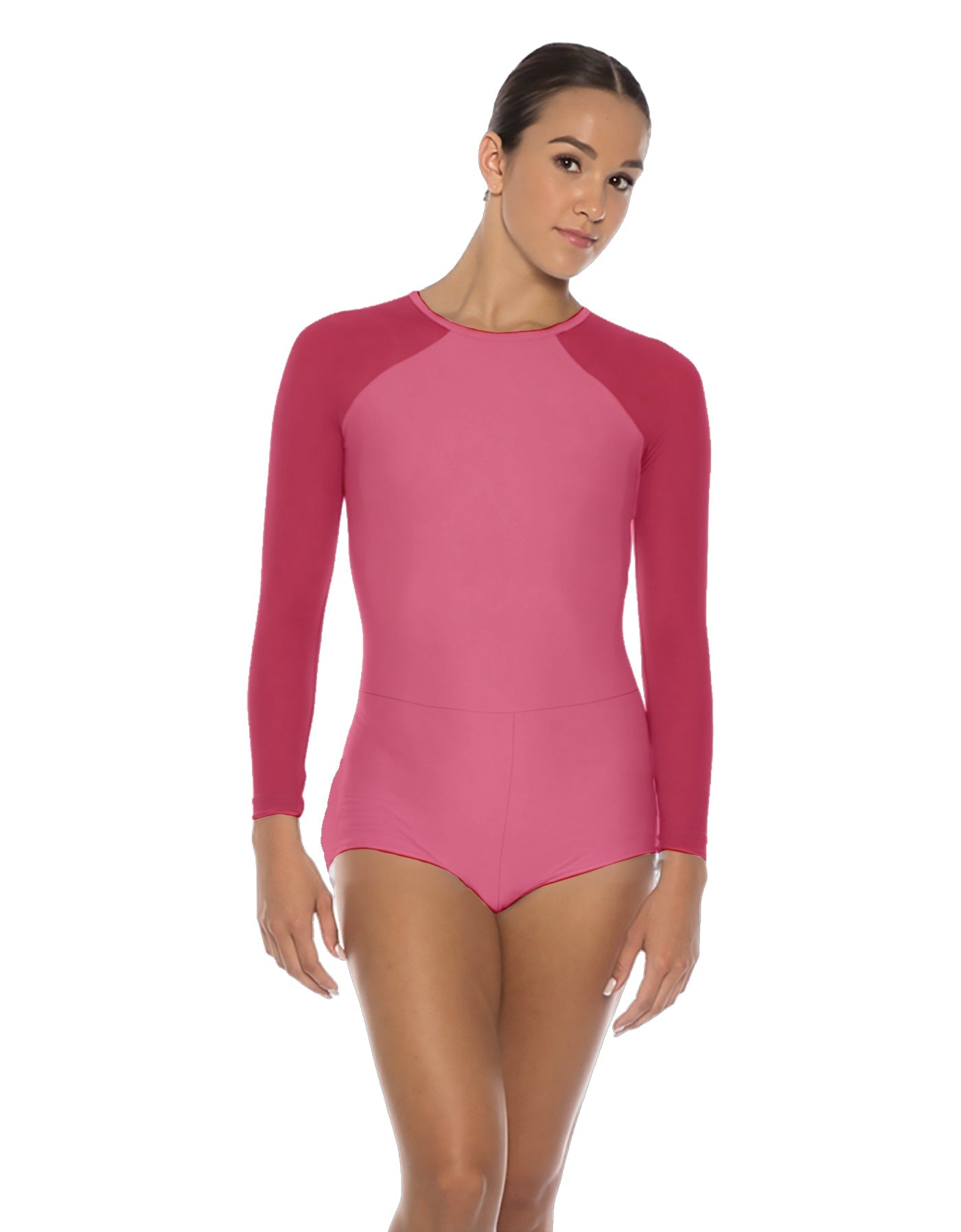 Solid Lycra LS Raglan Keyhole Back Biketard
