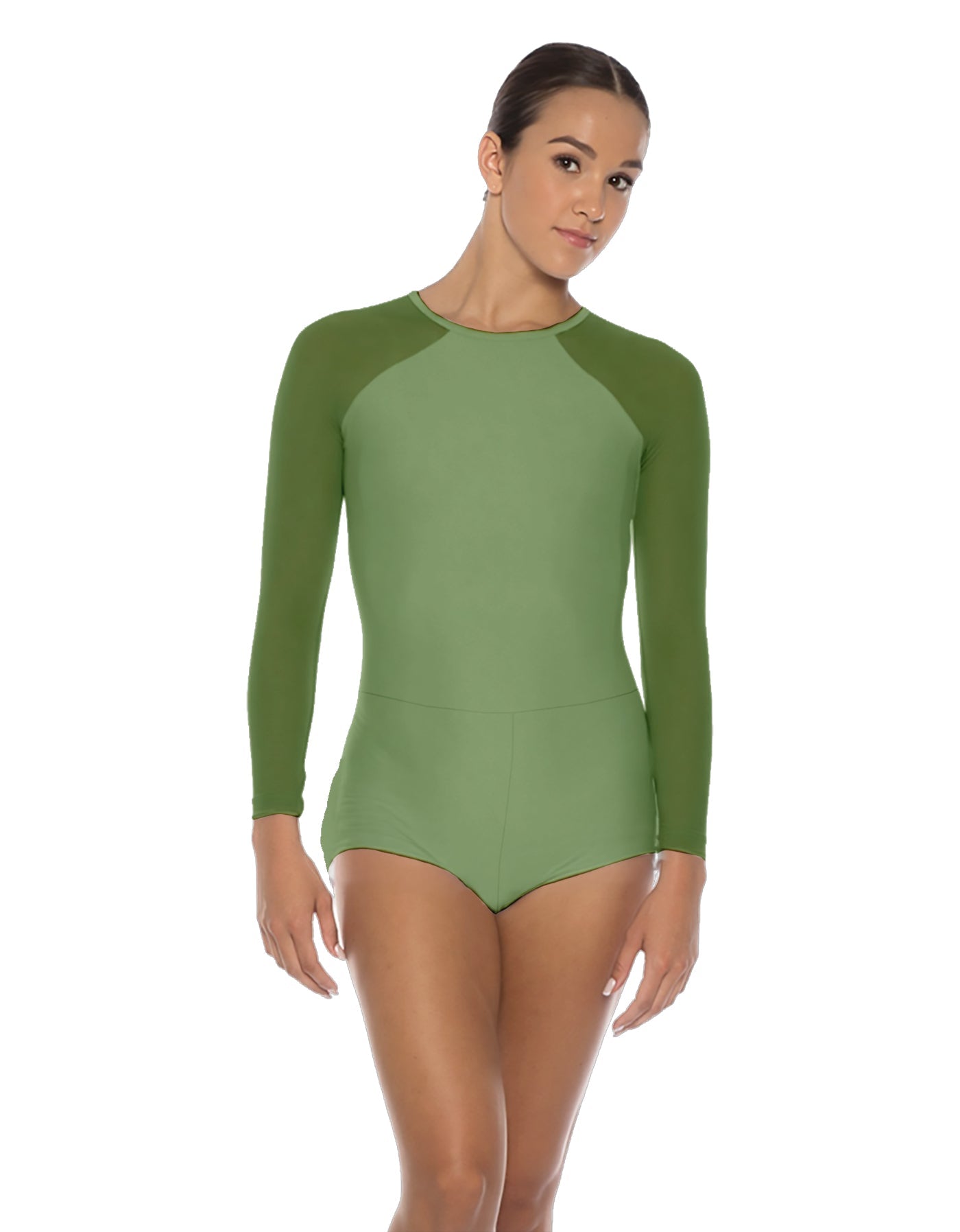 Solid Lycra LS Raglan Keyhole Back Biketard