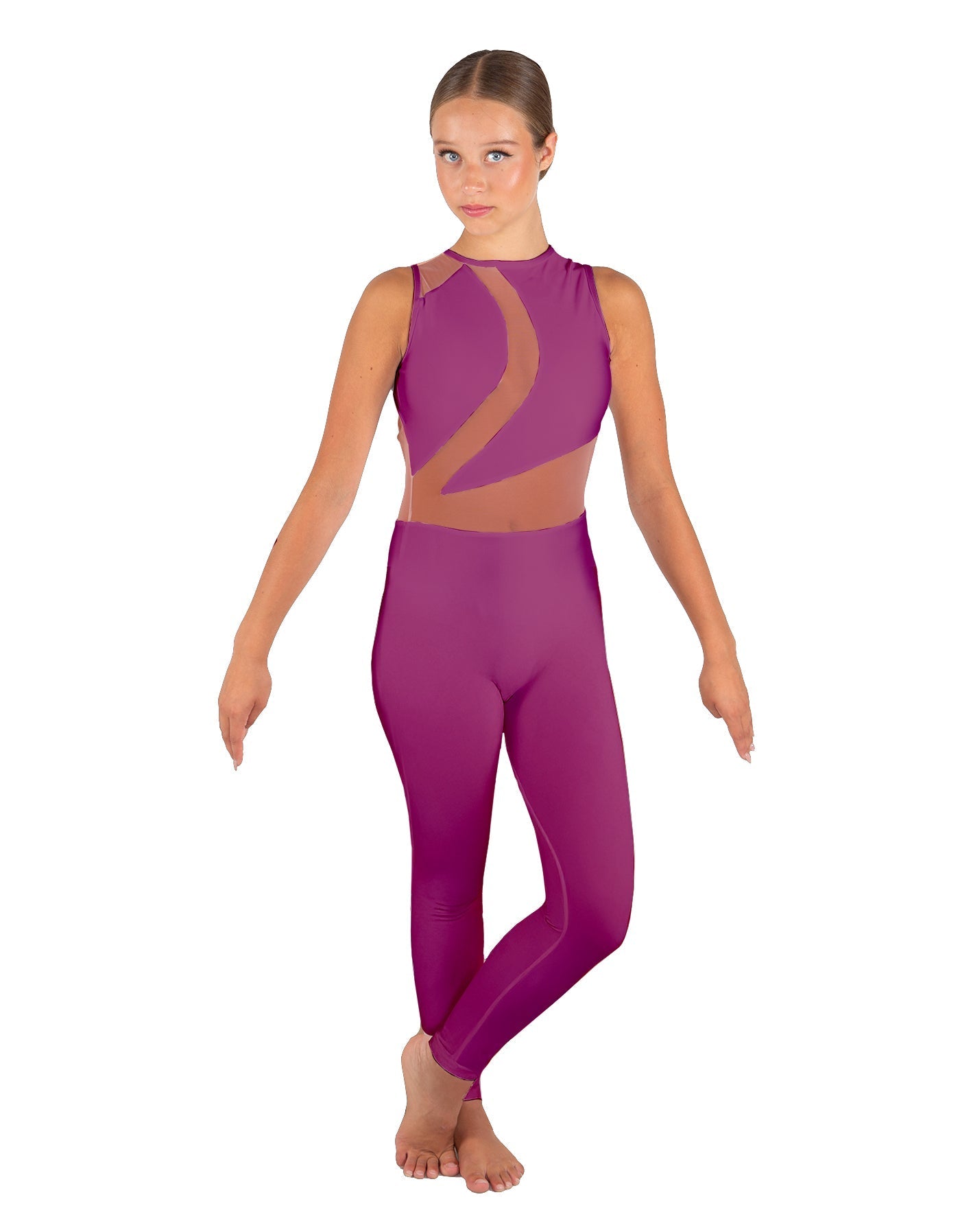 Solid Lycra Embrace Sleeveless Unitard